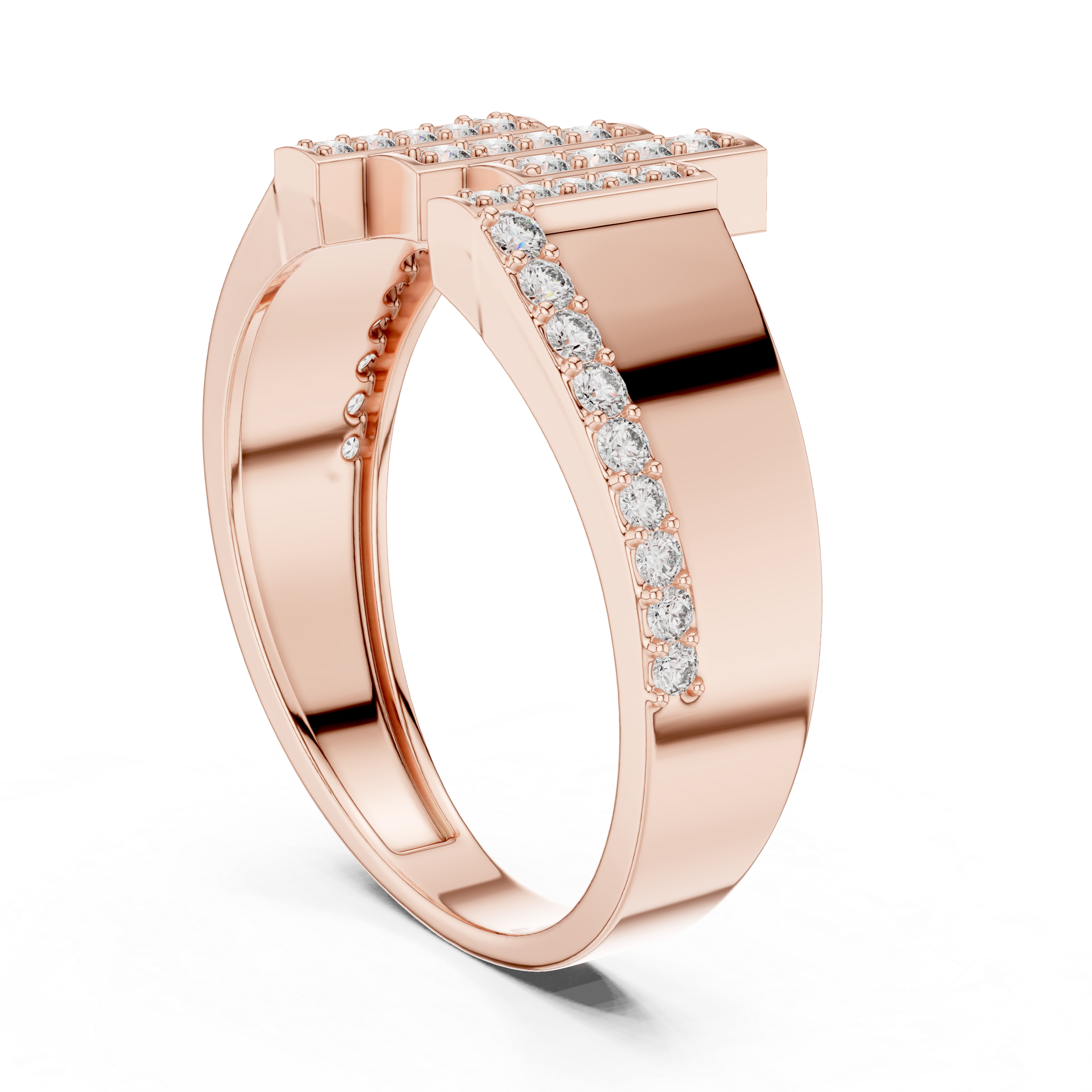 925 Silver Moissanite Skyline Pillar Band 14k Gold Plated