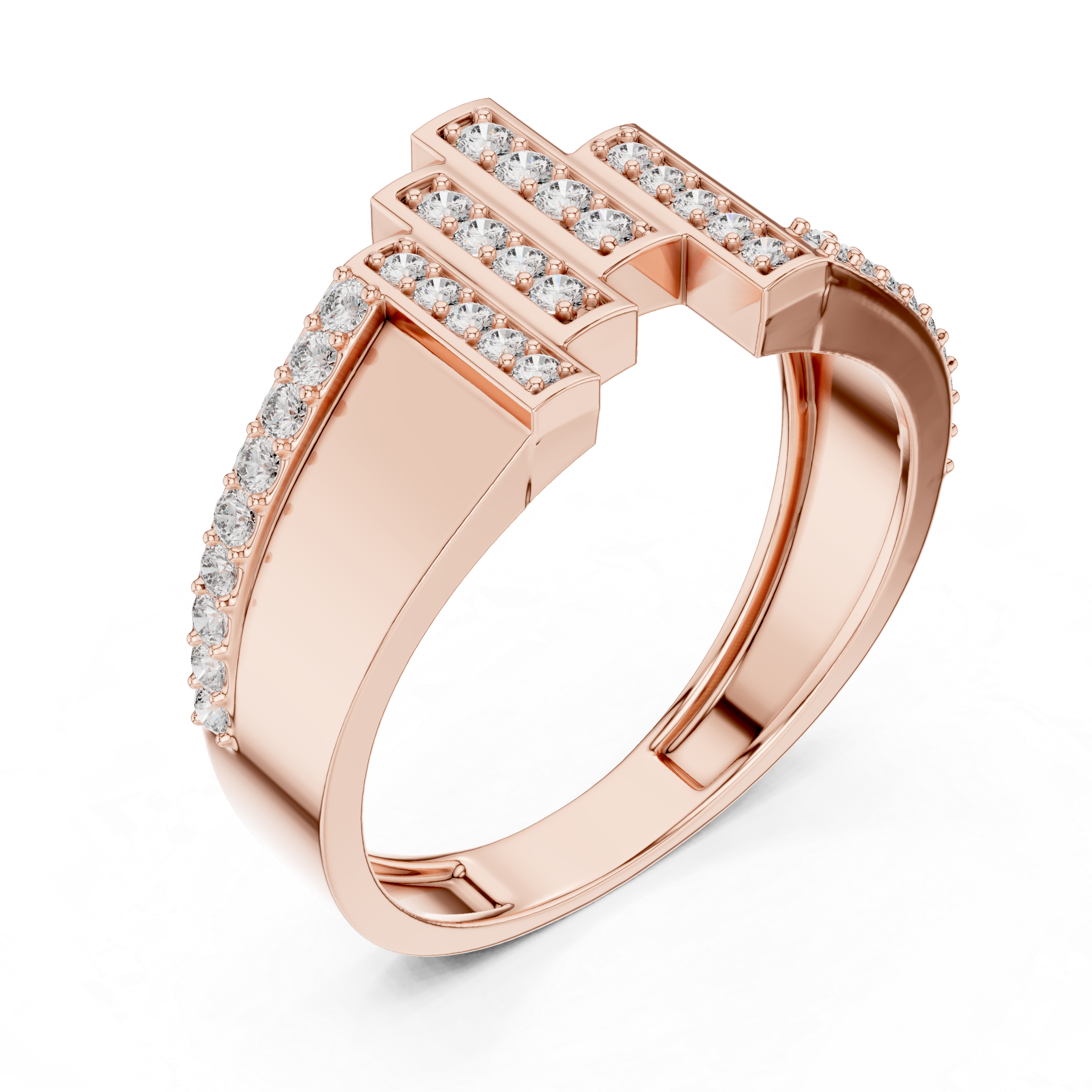 925 Silver Moissanite Skyline Pillar Band 14k Gold Plated
