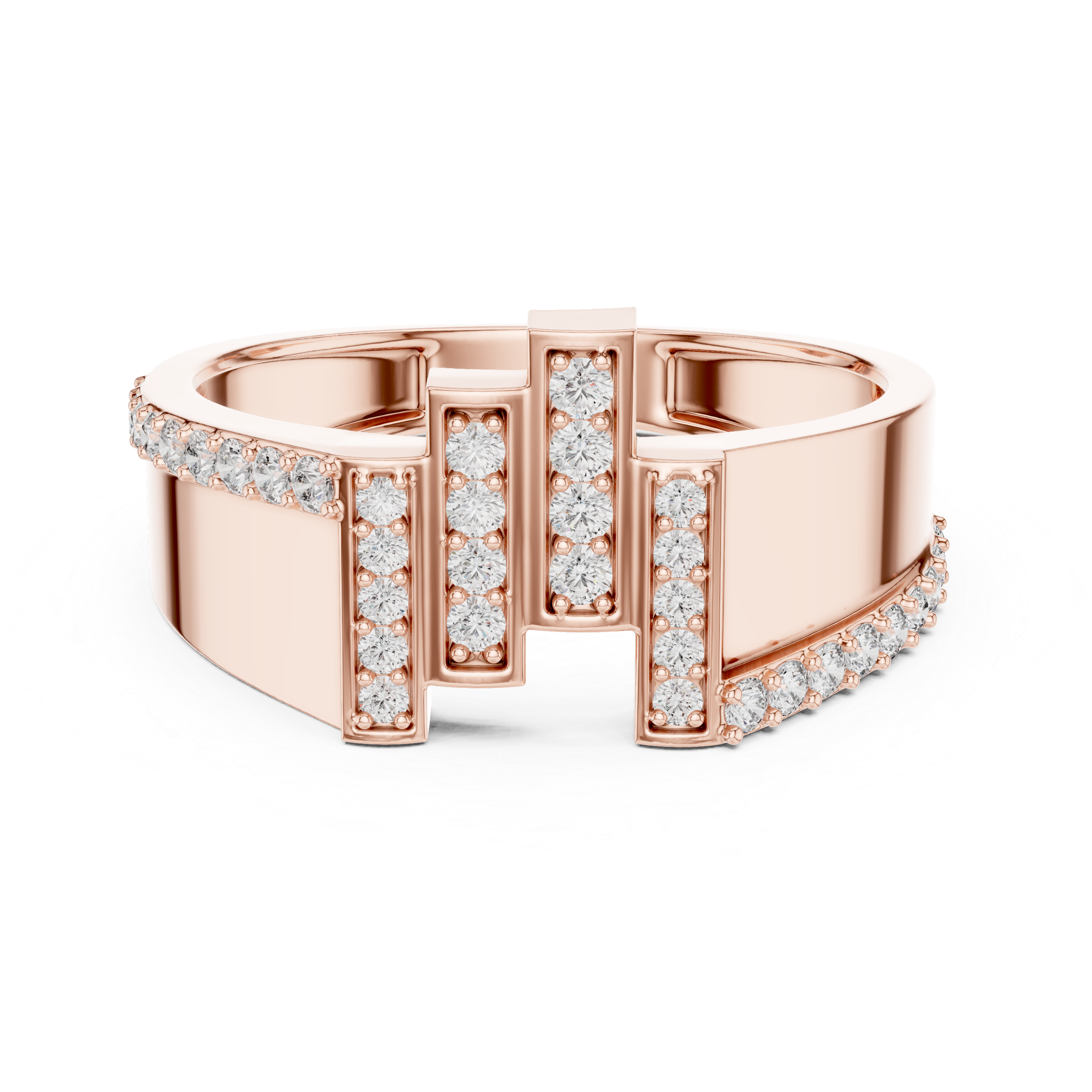 925 Silver Moissanite Skyline Pillar Band 14k Gold Plated