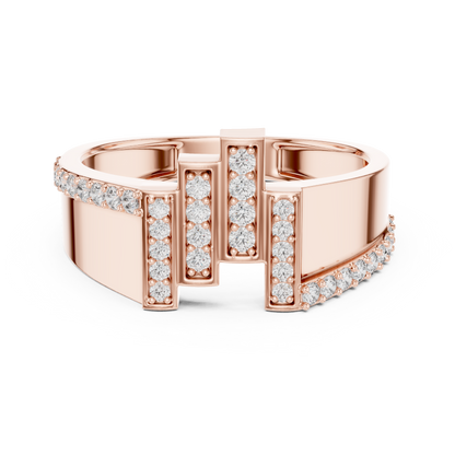 925 Silver Moissanite Skyline Pillar Band 14k Gold Plated