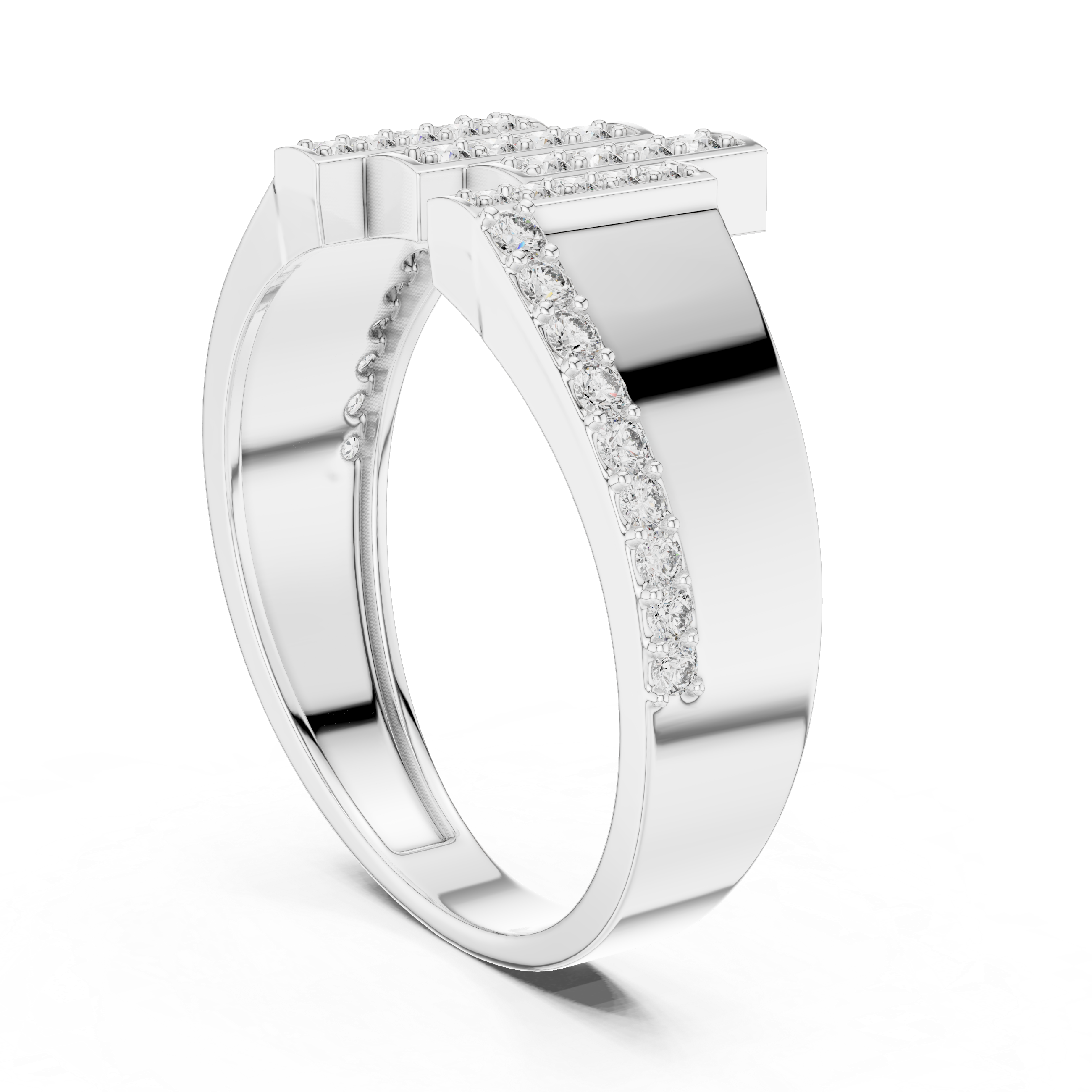 925 Silver Moissanite Skyline Pillar Band 14k Gold Plated