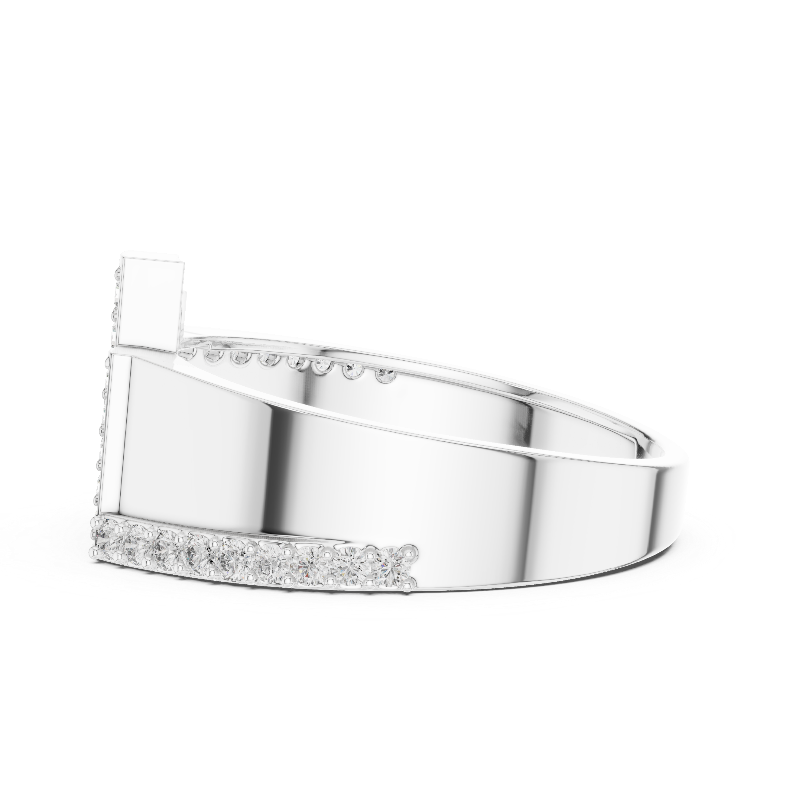 925 Silver Moissanite Skyline Pillar Band 14k Gold Plated