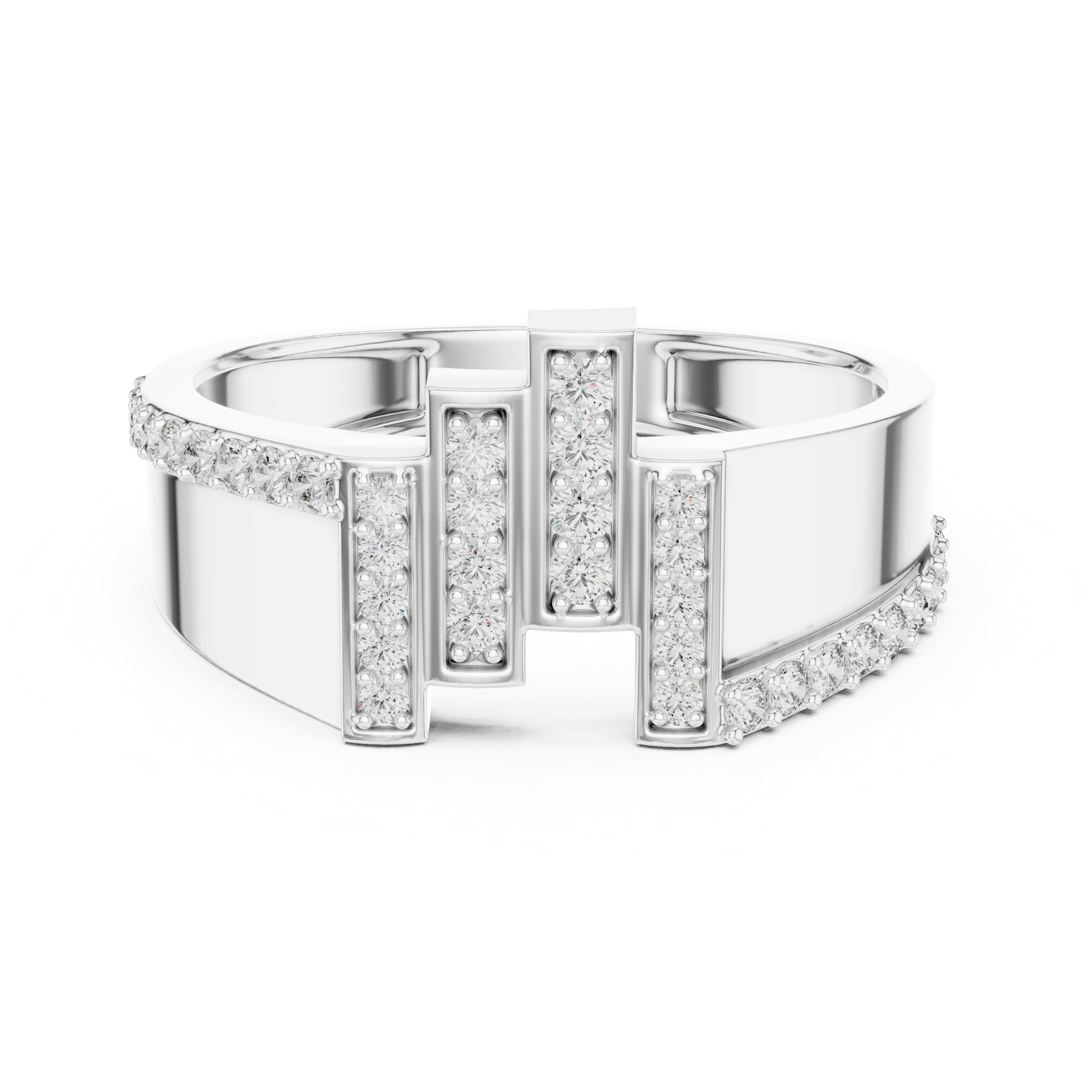 925 Silver Moissanite Skyline Pillar Band 14k Gold Plated