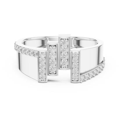 925 Silver Moissanite Skyline Pillar Band 14k Gold Plated