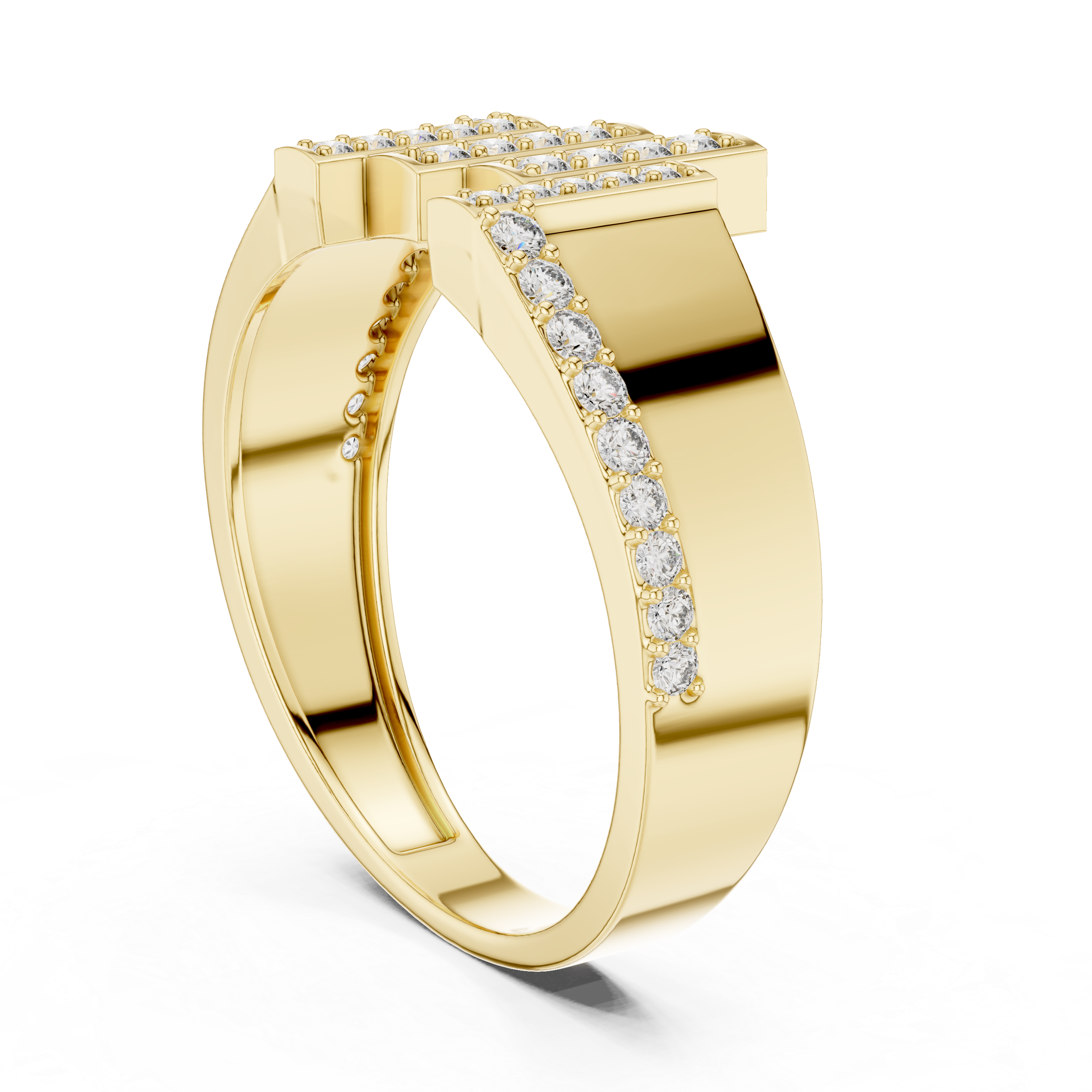 925 Silver Moissanite Skyline Pillar Band 14k Gold Plated