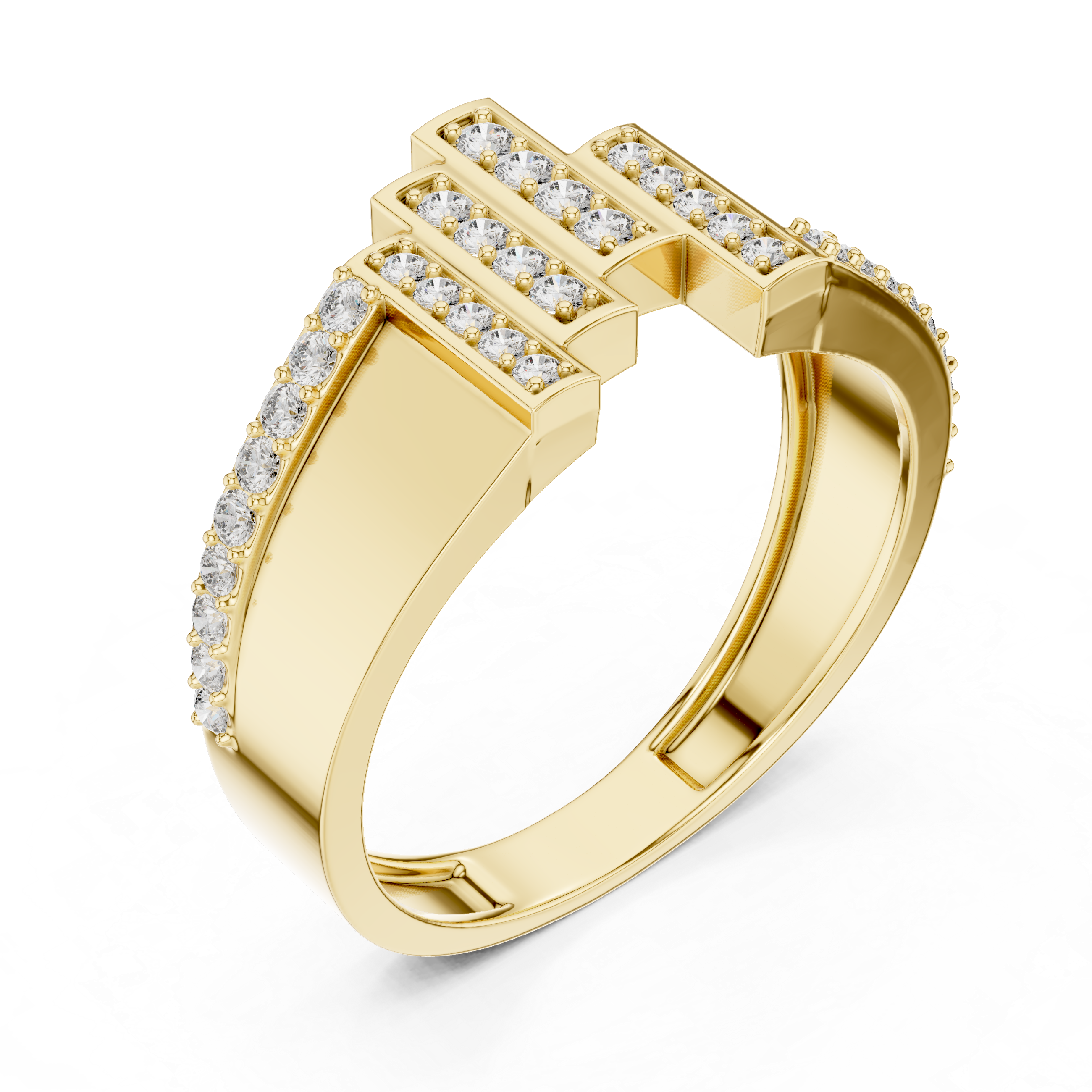 925 Silver Moissanite Skyline Pillar Band 14k Gold Plated