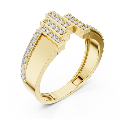 925 Silver Moissanite Skyline Pillar Band 14k Gold Plated