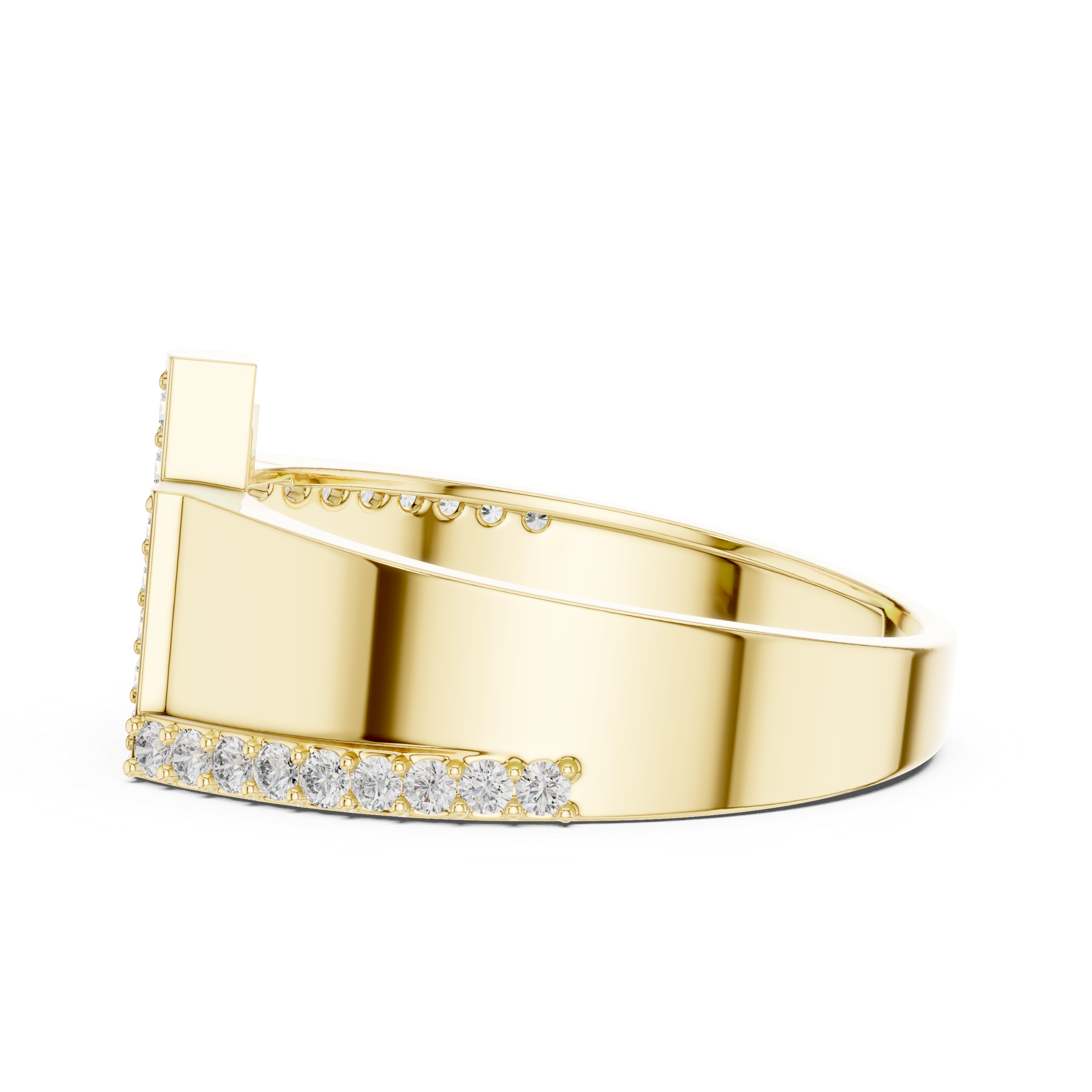 925 Silver Moissanite Skyline Pillar Band 14k Gold Plated