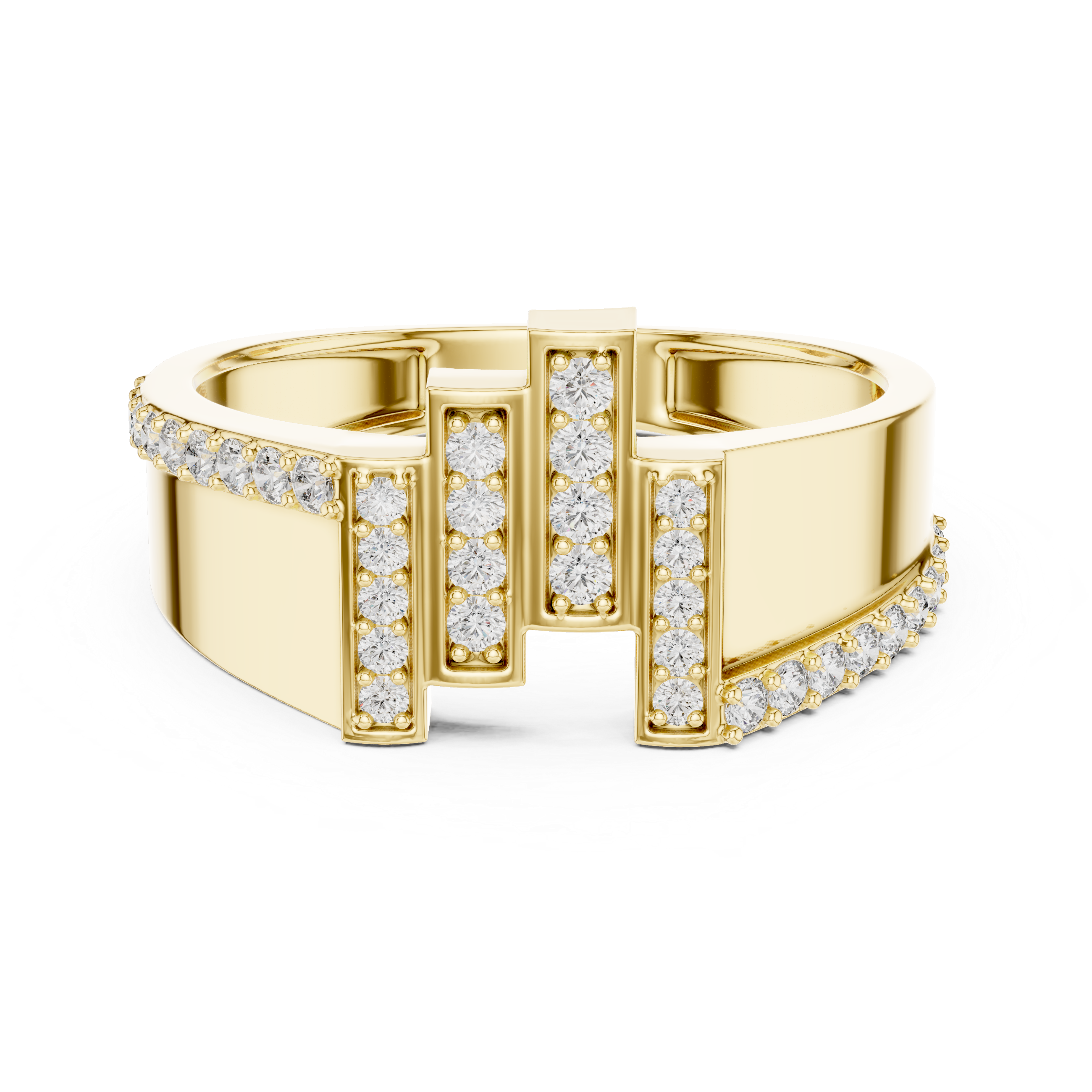 925 Silver Moissanite Skyline Pillar Band 14k Gold Plated
