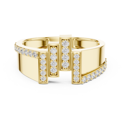 925 Silver Moissanite Skyline Pillar Band 14k Gold Plated