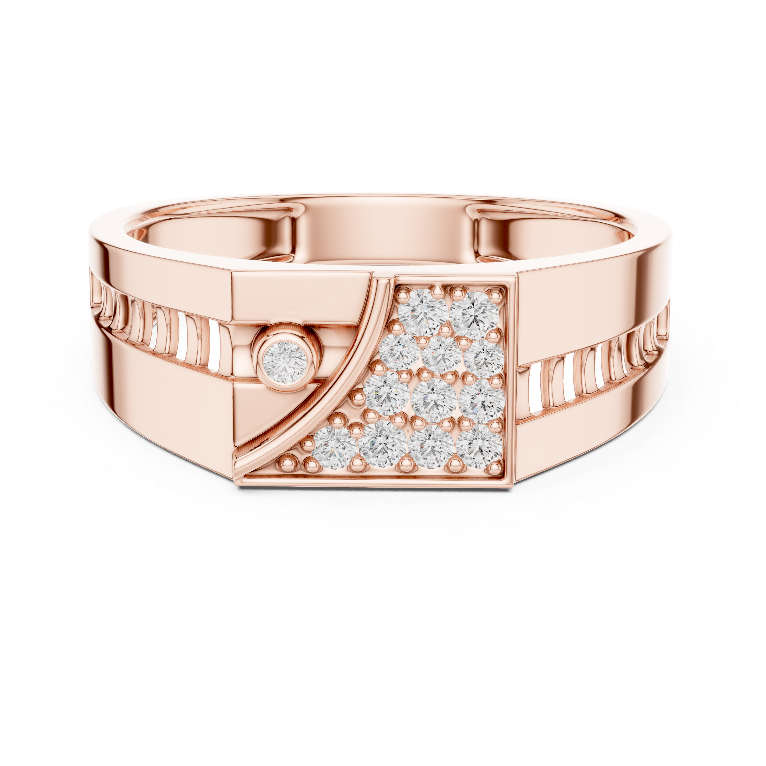 925 Silver Moissanite Apex Shield Band 14k Gold Plated