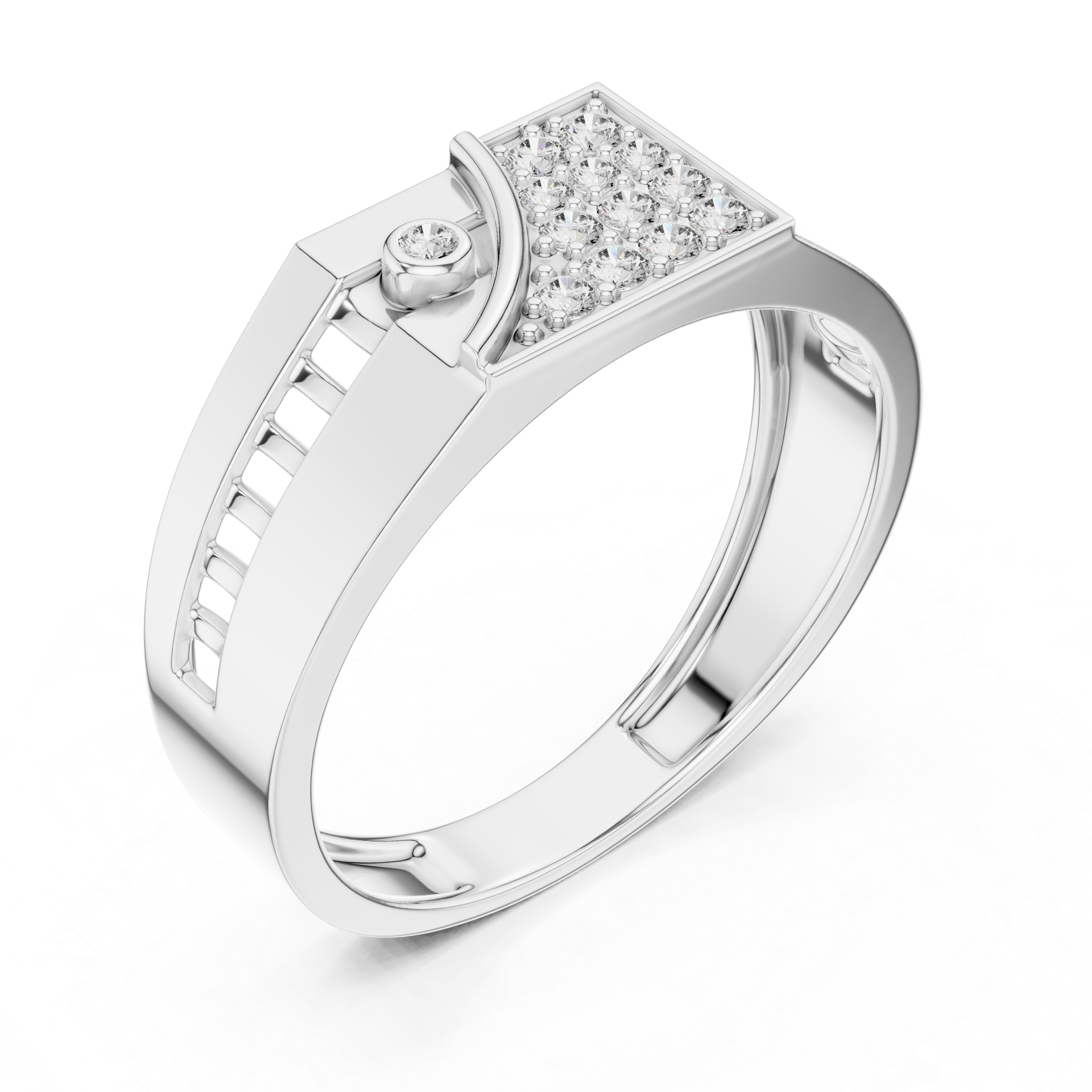 925 Silver Moissanite Apex Shield Band 14k Gold Plated