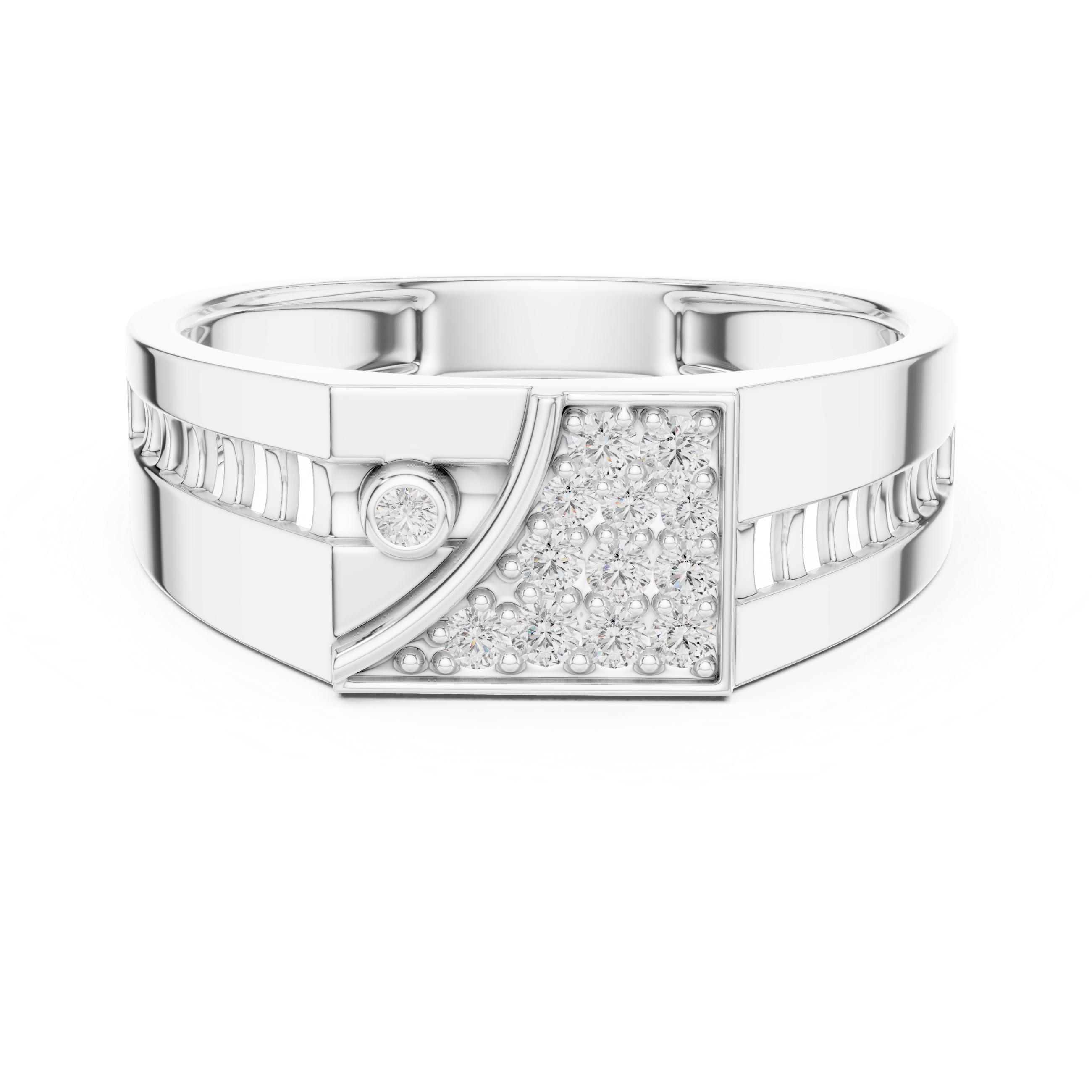 925 Silver Moissanite Apex Shield Band 14k Gold Plated