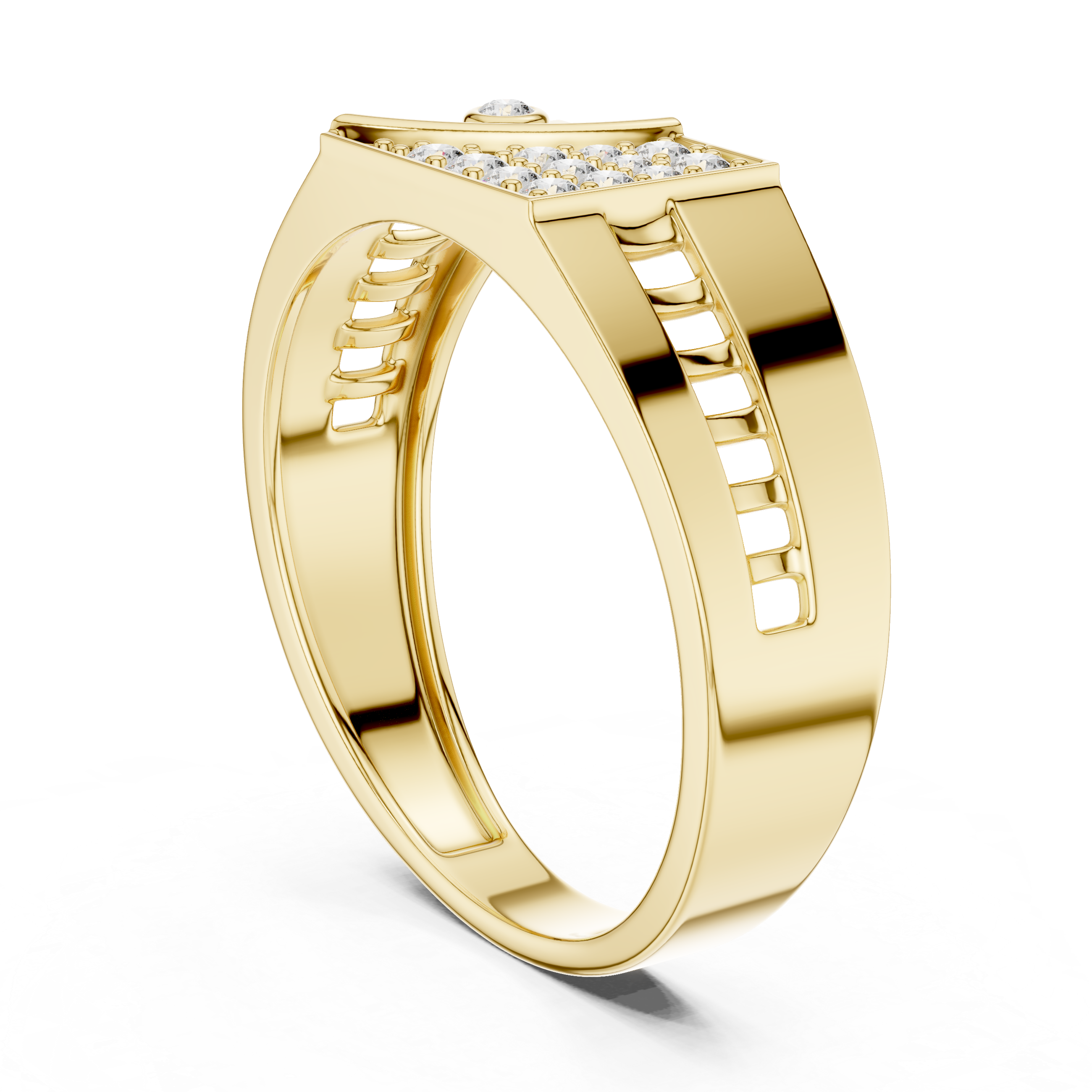 925 Silver Moissanite Apex Shield Band 14k Gold Plated