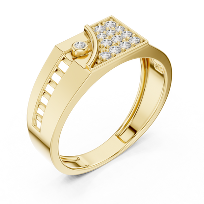 925 Silver Moissanite Apex Shield Band 14k Gold Plated