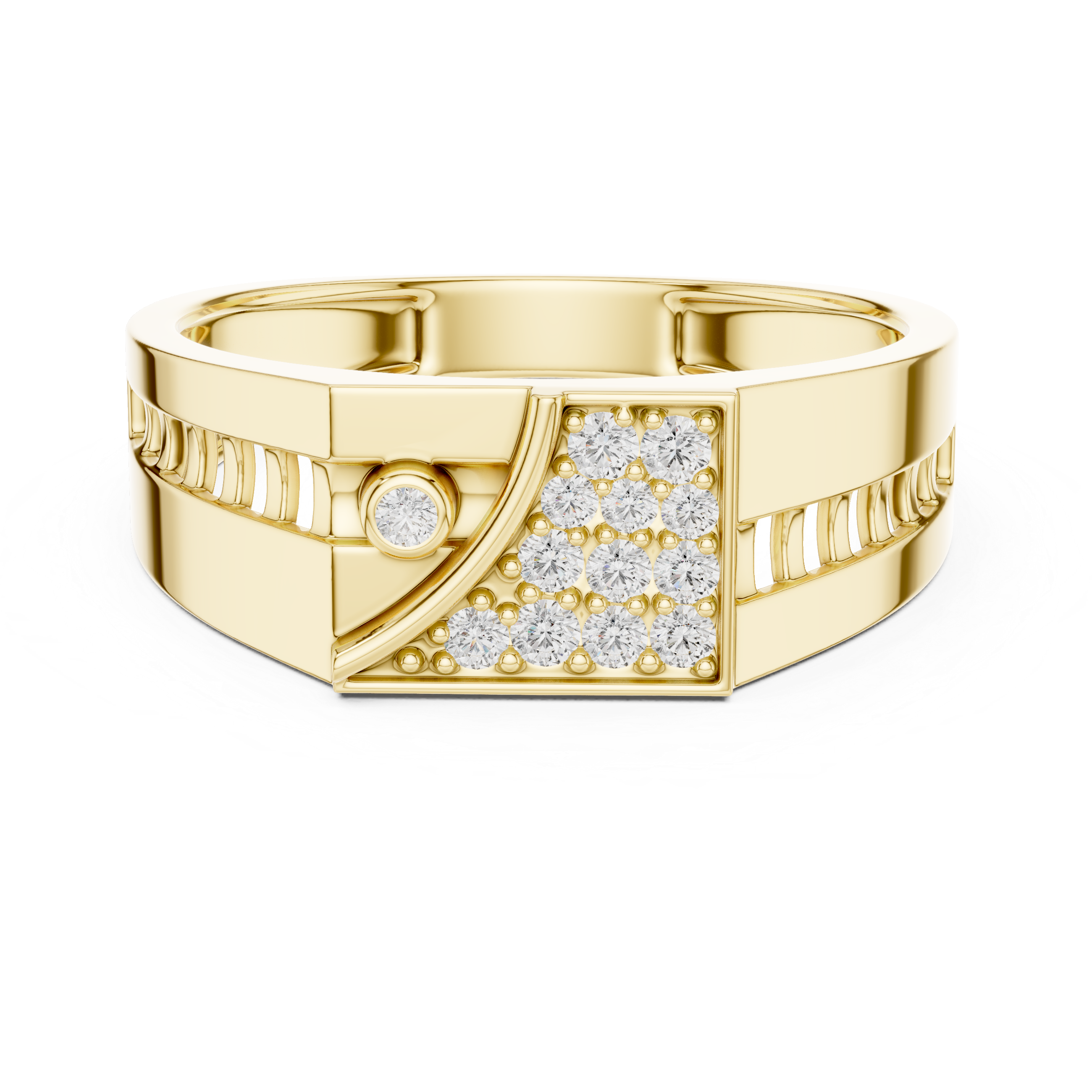925 Silver Moissanite Apex Shield Band 14k Gold Plated