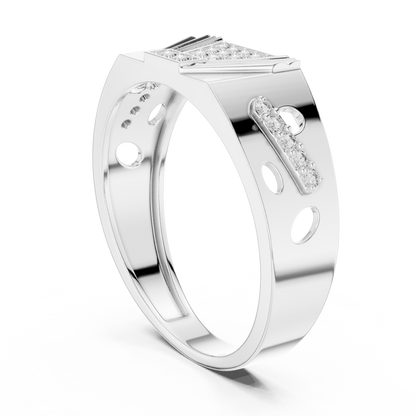 925 Silver Moissanite vintage Art Deco Silhouette Mens Ring