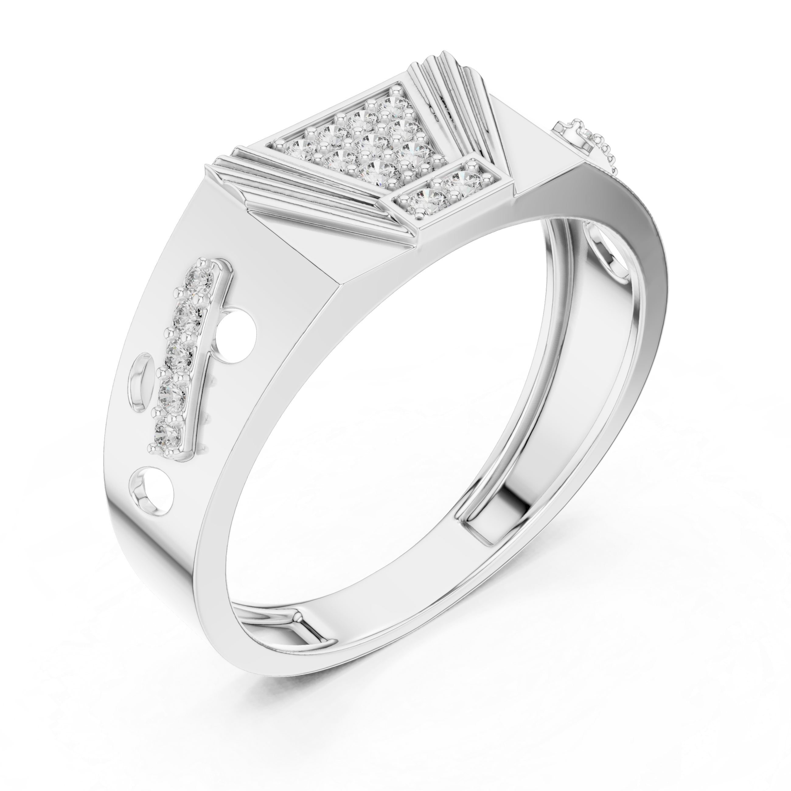 925 Silver Moissanite vintage Art Deco Silhouette Mens Ring