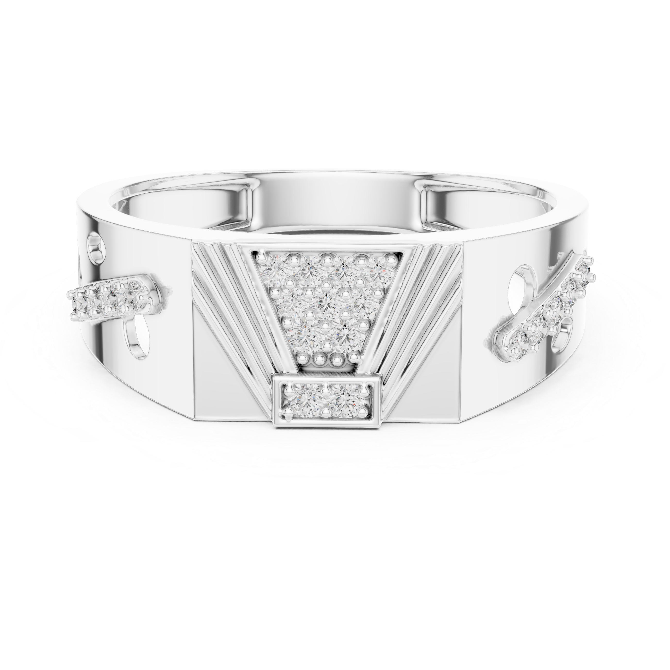 925 Silver Moissanite vintage Art Deco Silhouette Mens Ring