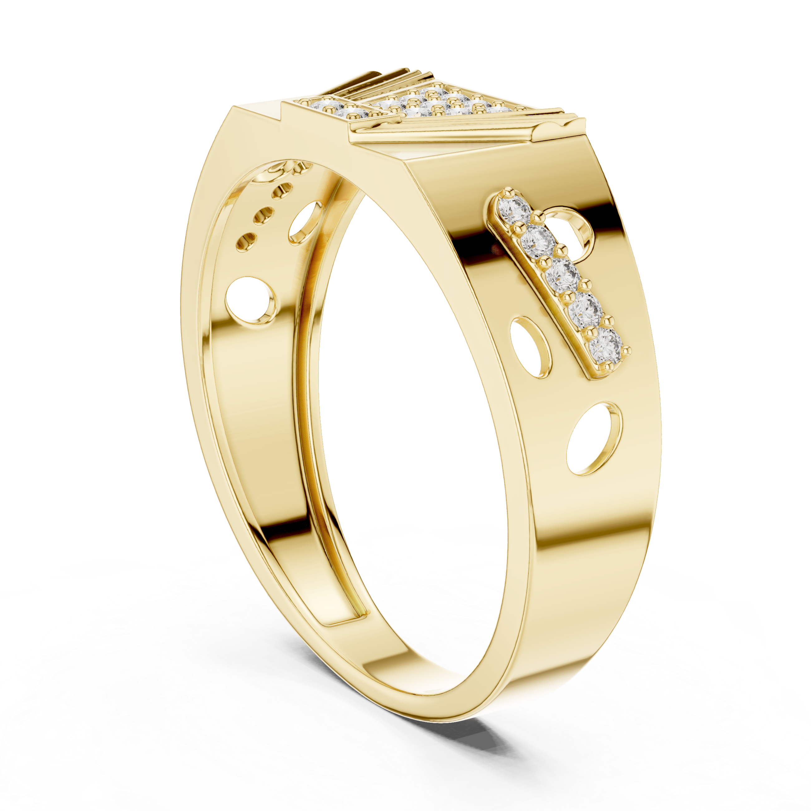 925 Silver Moissanite vintage Art Deco Silhouette Mens Ring