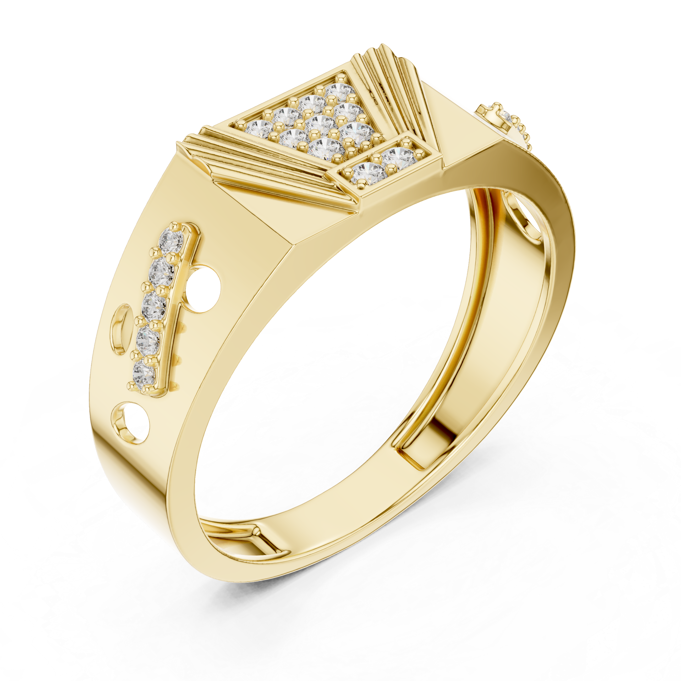 925 Silver Moissanite vintage Art Deco Silhouette Mens Ring