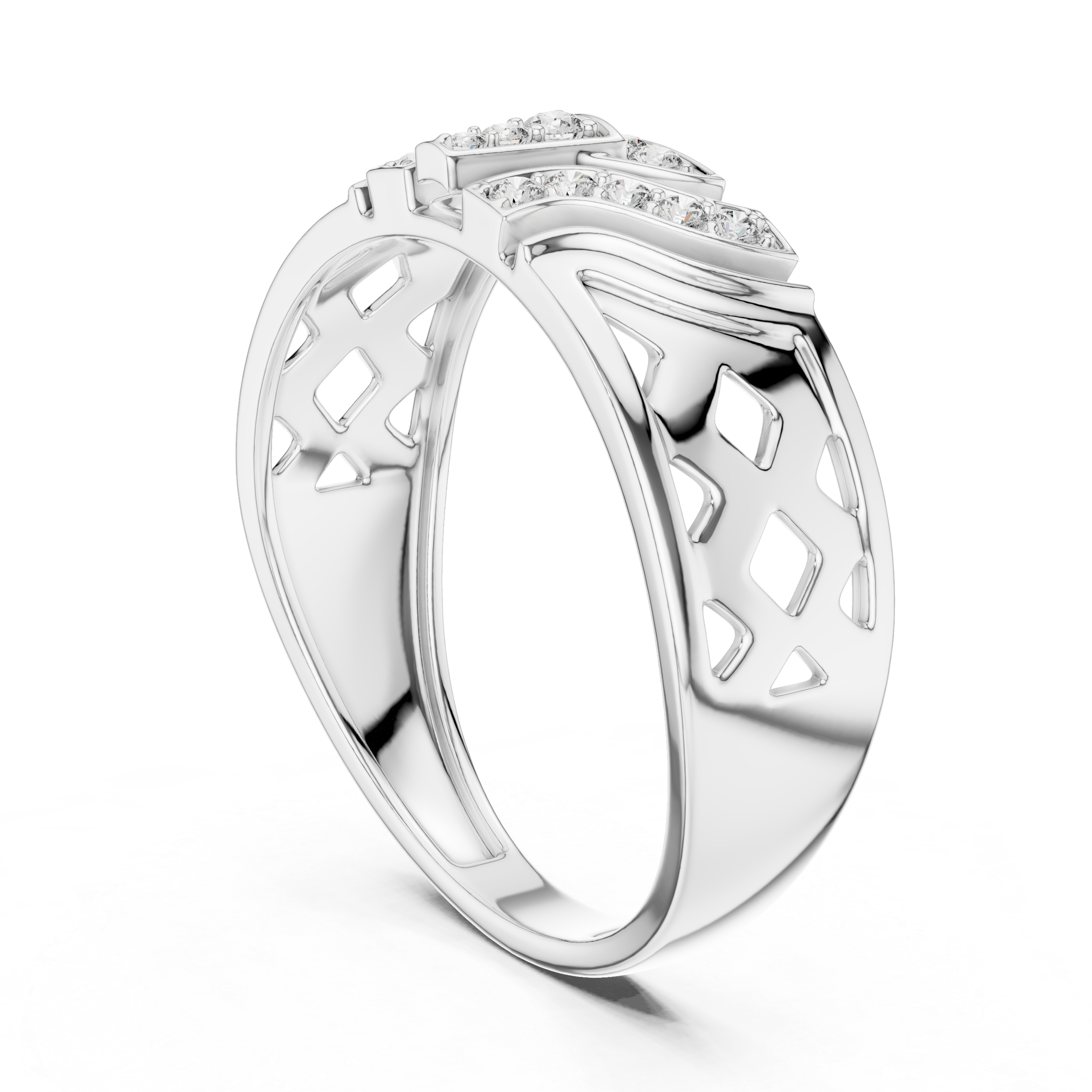 925 Silver Moissanite Art Deco Architectural Shield Ring Mens Ring