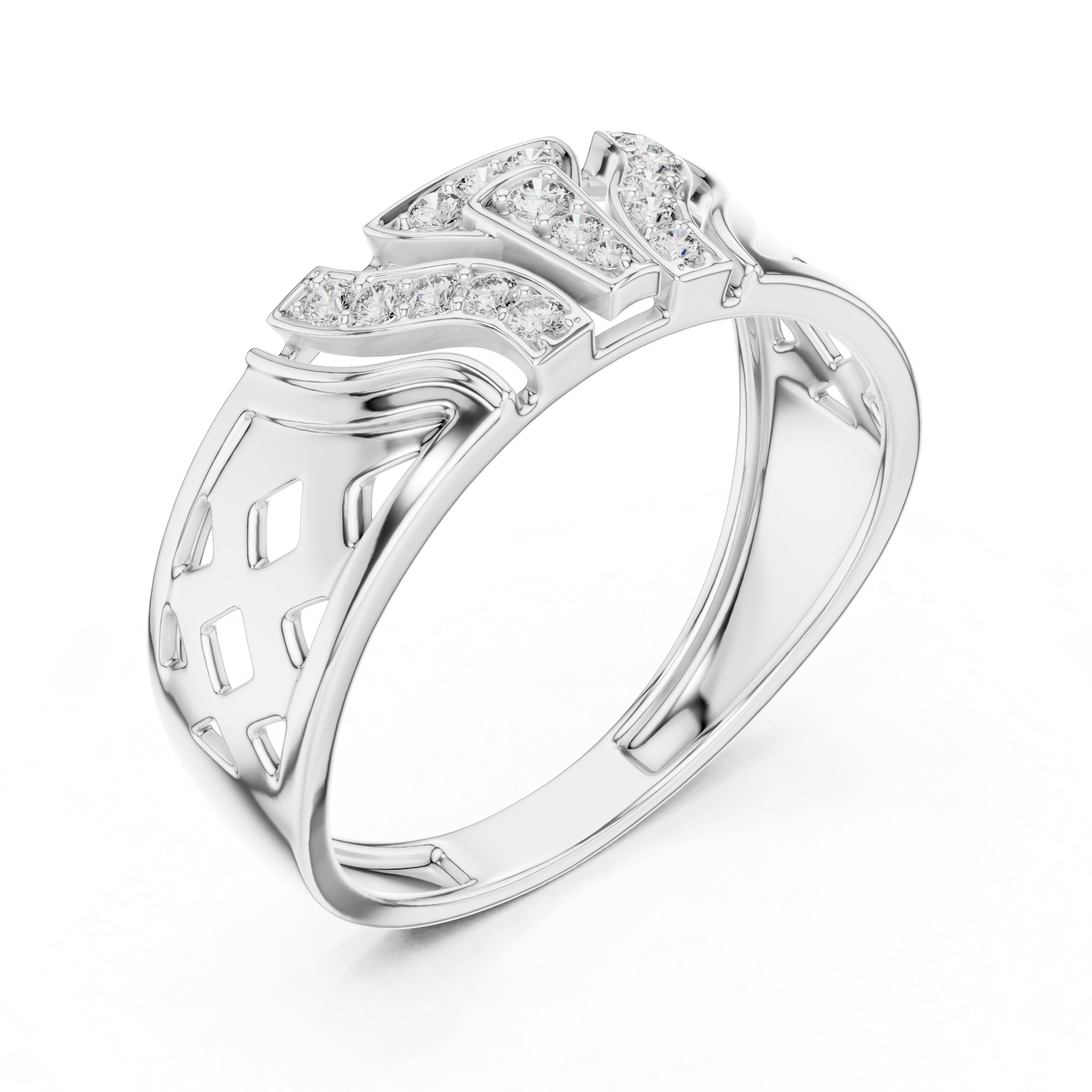 925 Silver Moissanite Art Deco Architectural Shield Ring Mens Ring