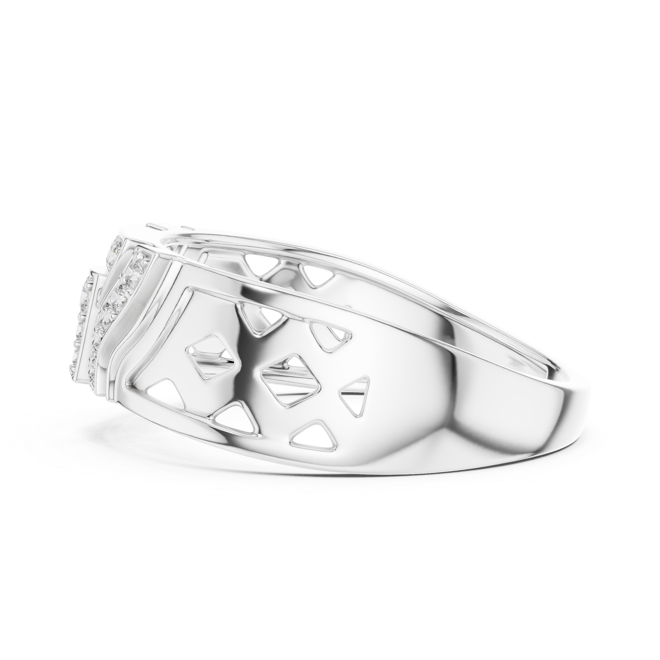 925 Silver Moissanite Art Deco Architectural Shield Ring Mens Ring