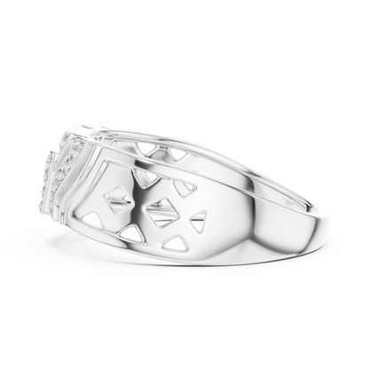 925 Silver Moissanite Art Deco Architectural Shield Ring Mens Ring
