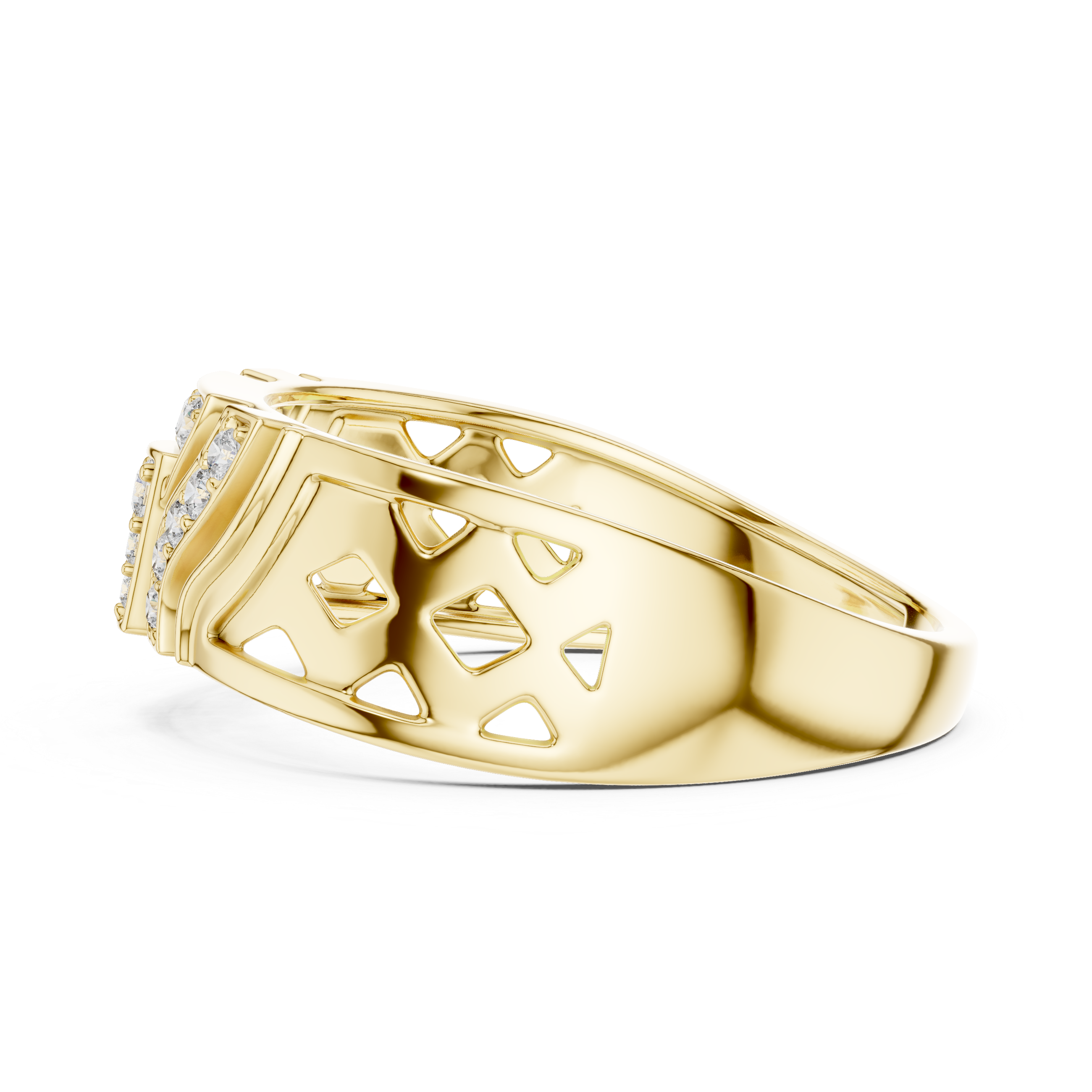 925 Silver Moissanite Art Deco Architectural Shield Ring Mens Ring