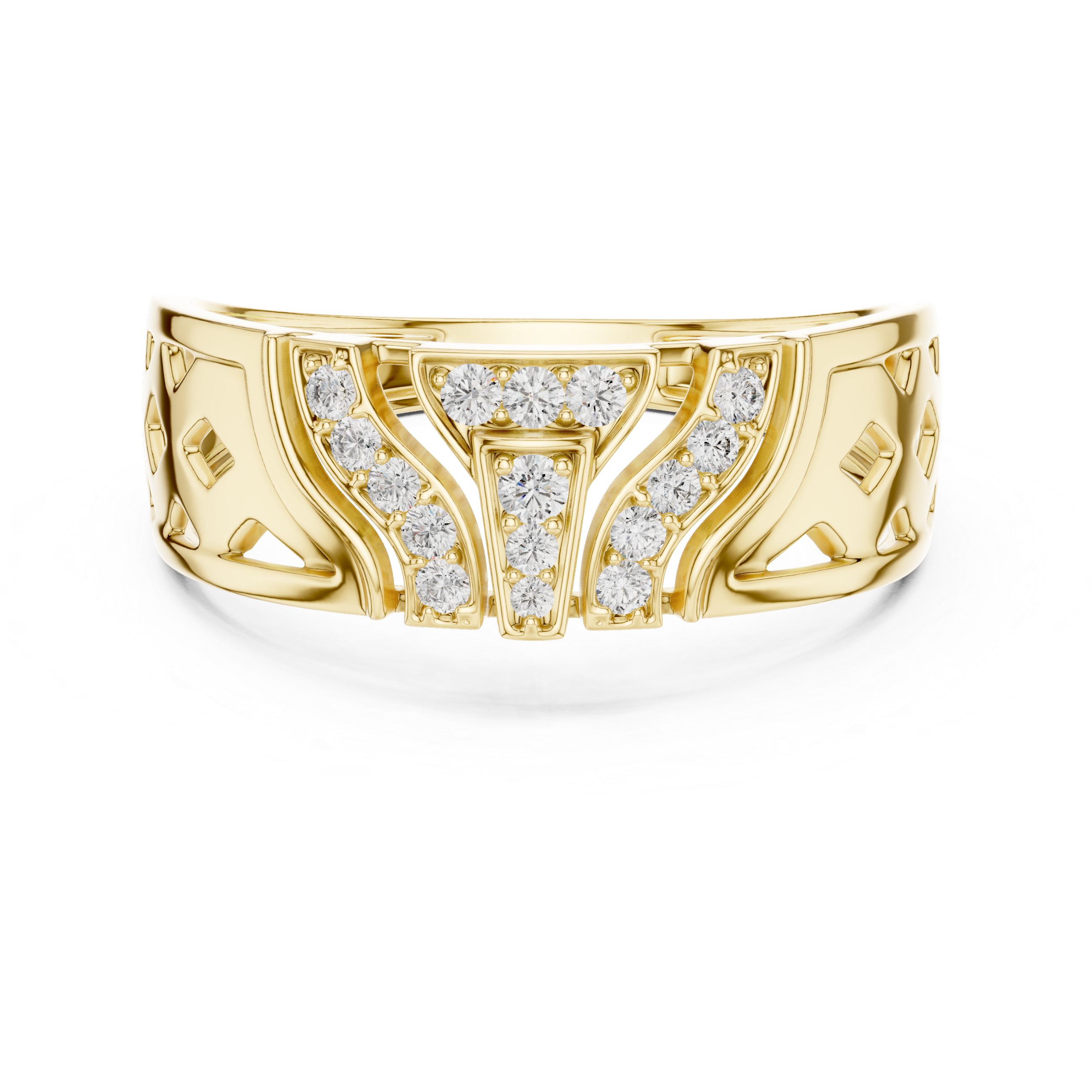 925 Silver Moissanite Art Deco Architectural Shield Ring Mens Ring