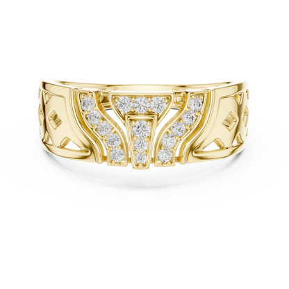 925 Silver Moissanite Art Deco Architectural Shield Ring Mens Ring