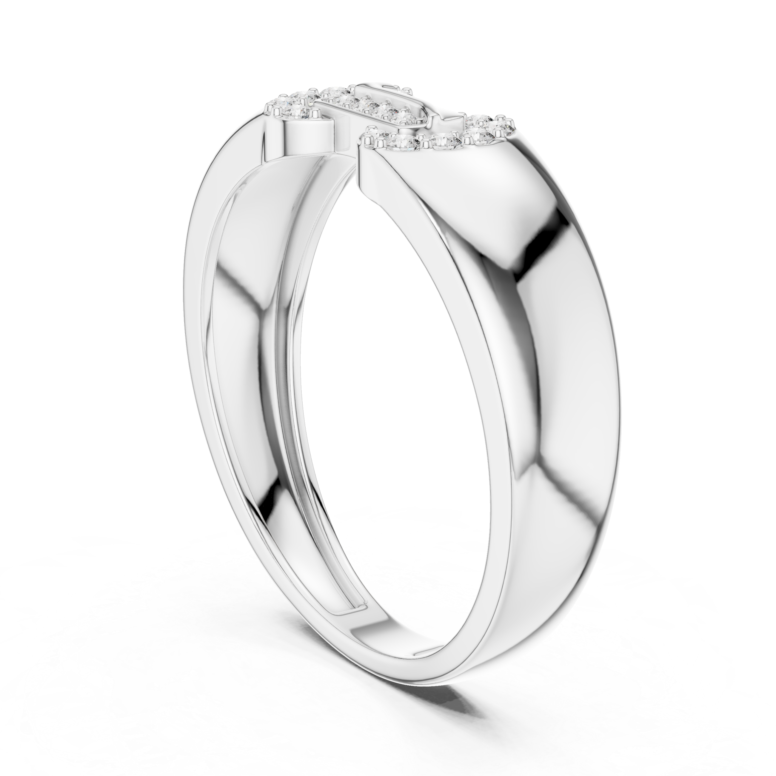 925 Silver Moissanite Equestrian-Inspired Horsebit Interlocking Mens Ring