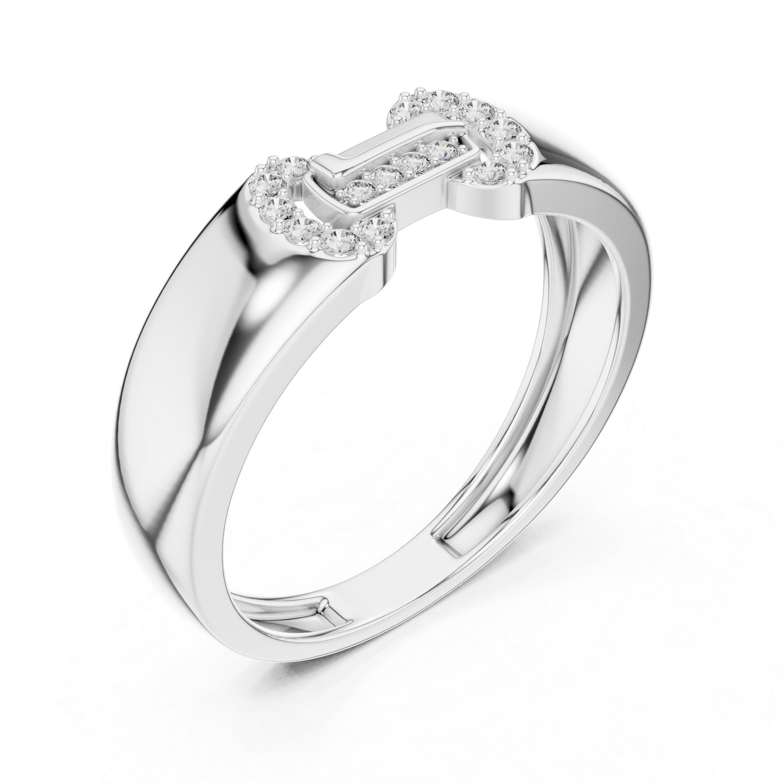 925 Silver Moissanite Equestrian-Inspired Horsebit Interlocking Mens Ring
