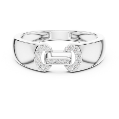 925 Silver Moissanite Equestrian-Inspired Horsebit Interlocking Mens Ring
