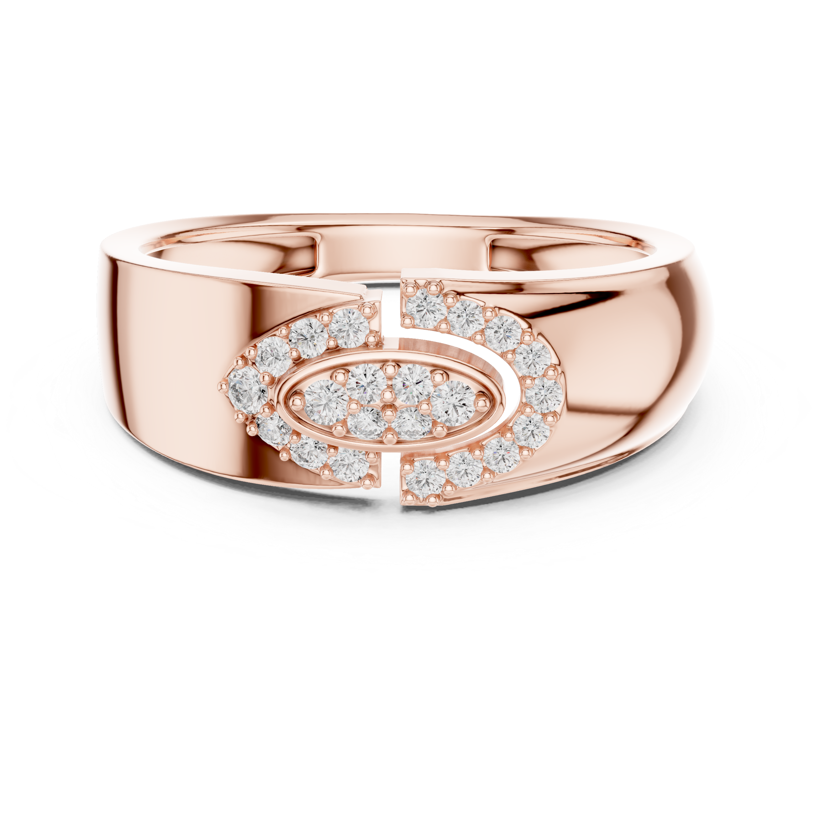 925 Silver Moissanite Abstract Interlocking Eclipse Mens Ring