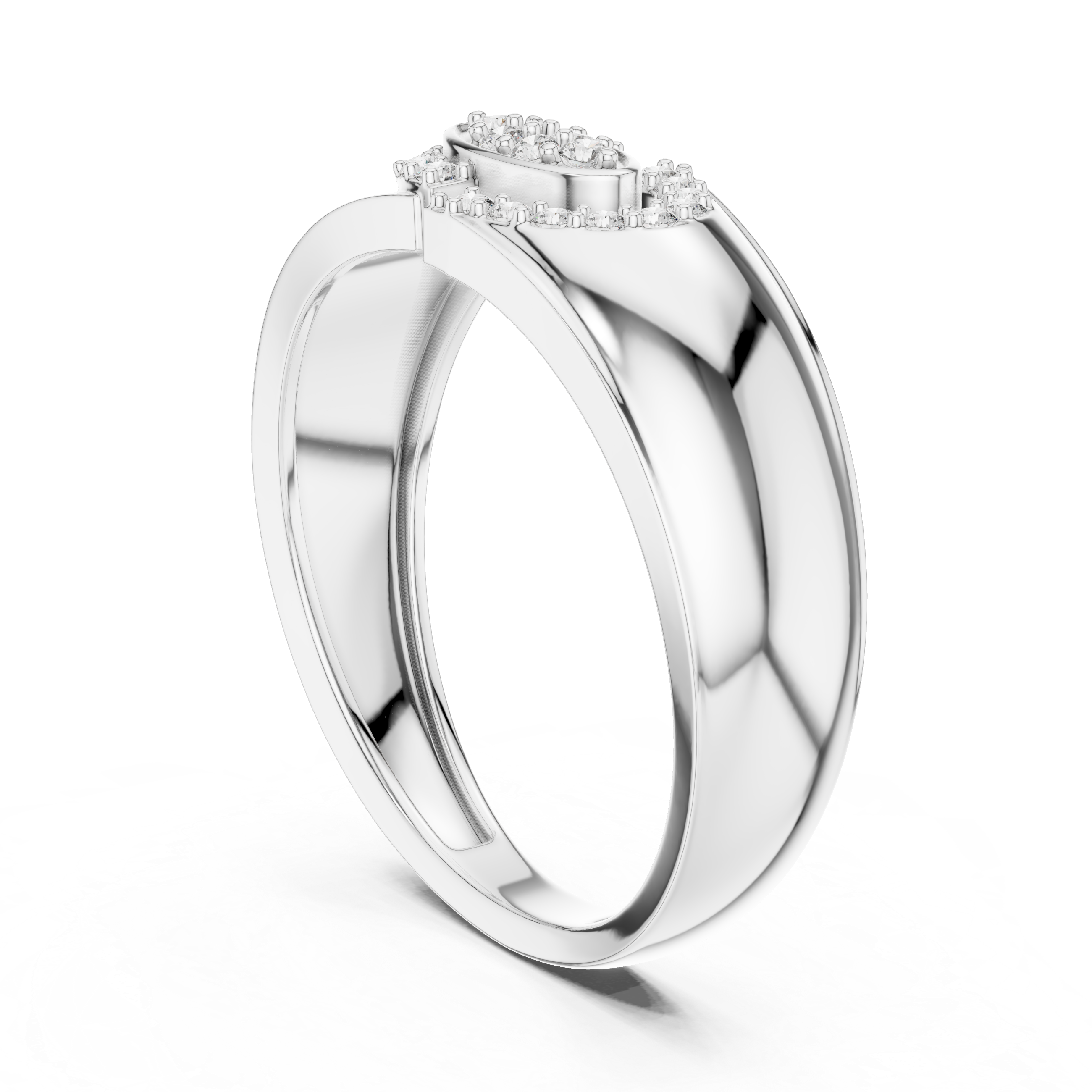 925 Silver Moissanite Abstract Interlocking Eclipse Mens Ring
