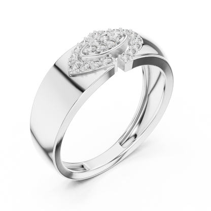 925 Silver Moissanite Abstract Interlocking Eclipse Mens Ring