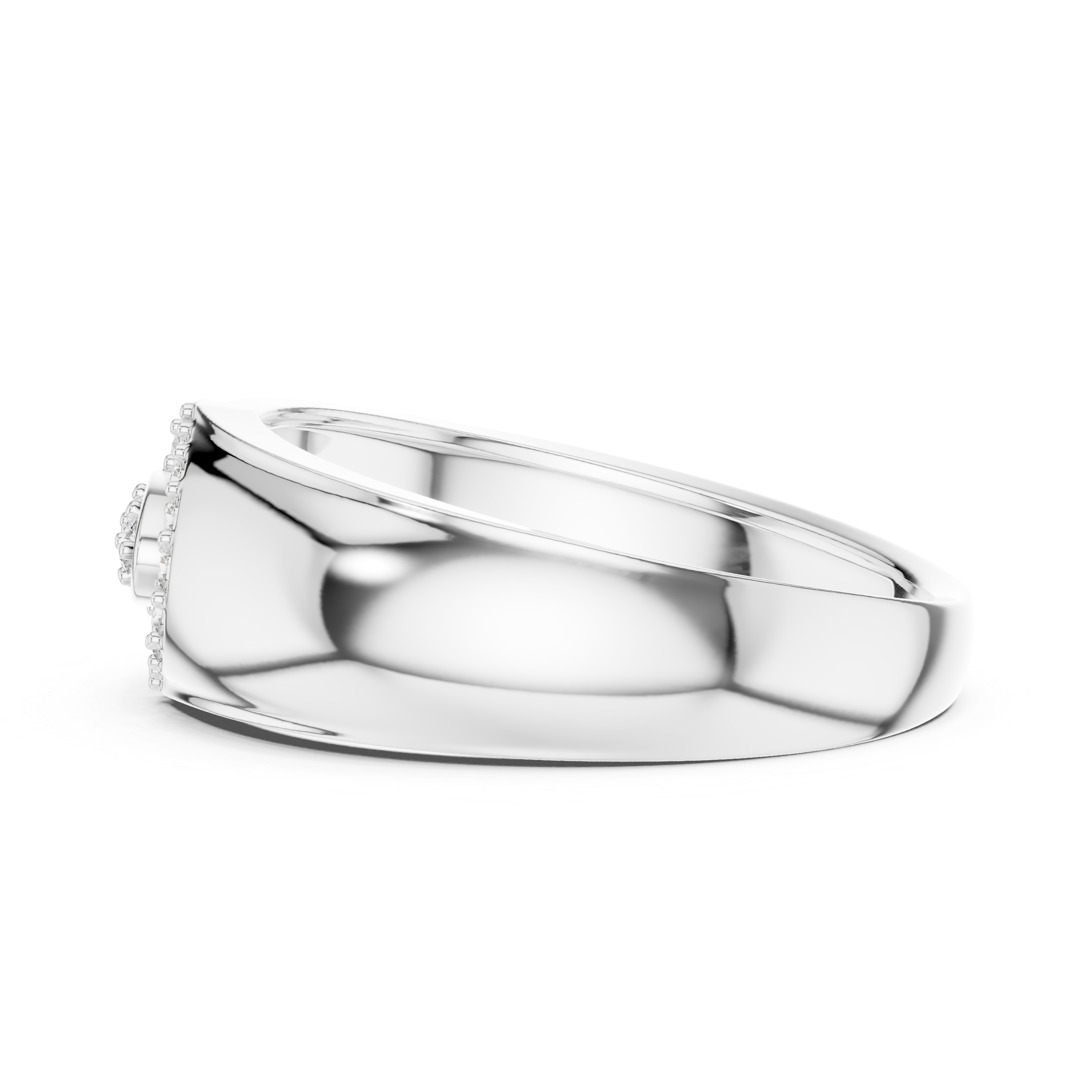 925 Silver Moissanite Abstract Interlocking Eclipse Mens Ring