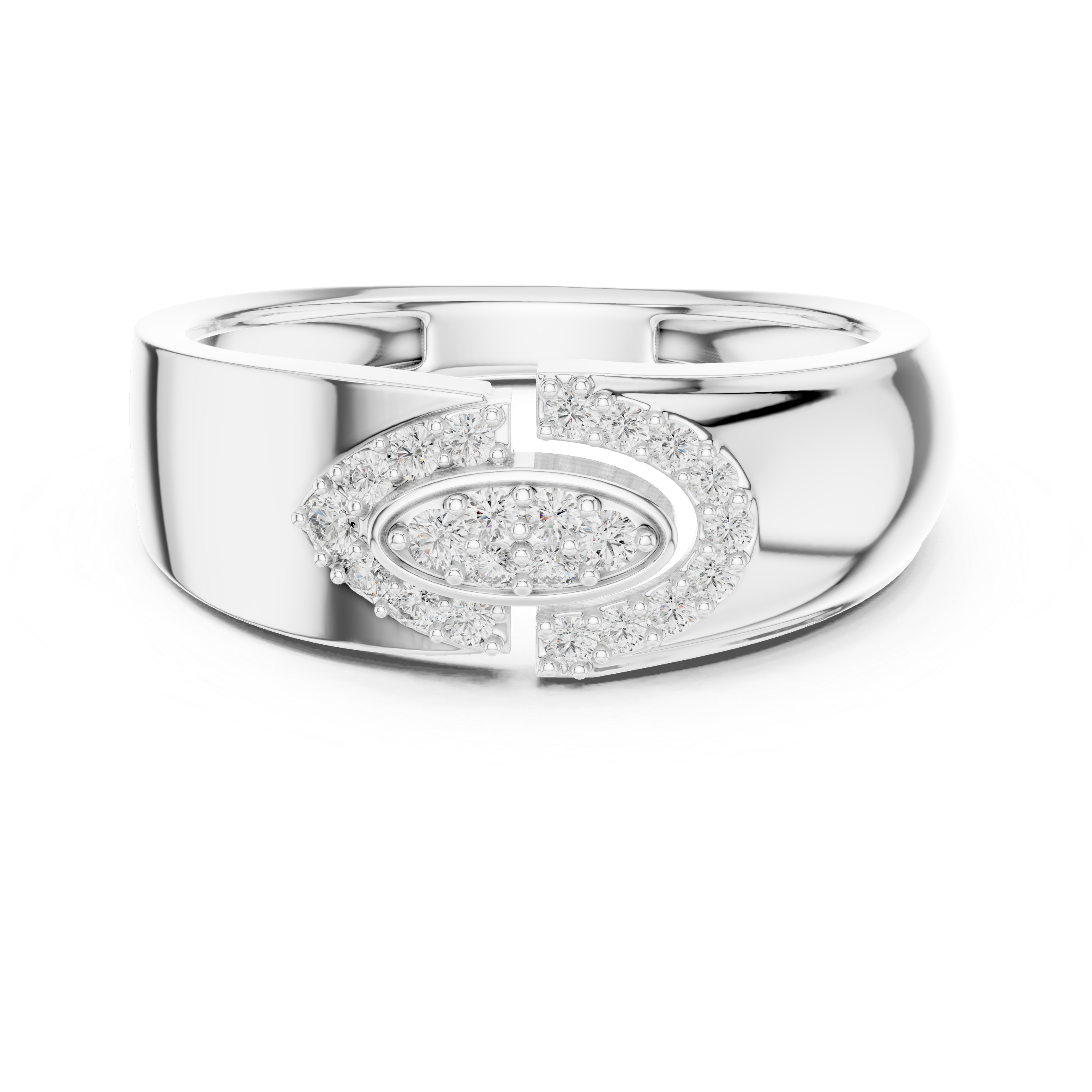 925 Silver Moissanite Abstract Interlocking Eclipse Mens Ring