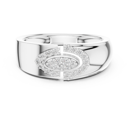 925 Silver Moissanite Abstract Interlocking Eclipse Mens Ring