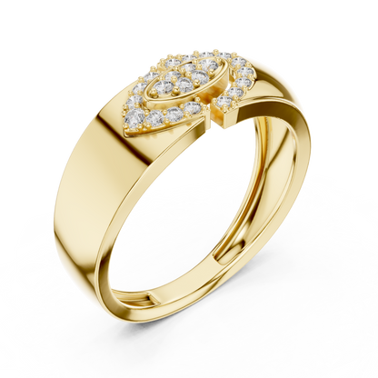 925 Silver Moissanite Abstract Interlocking Eclipse Mens Ring