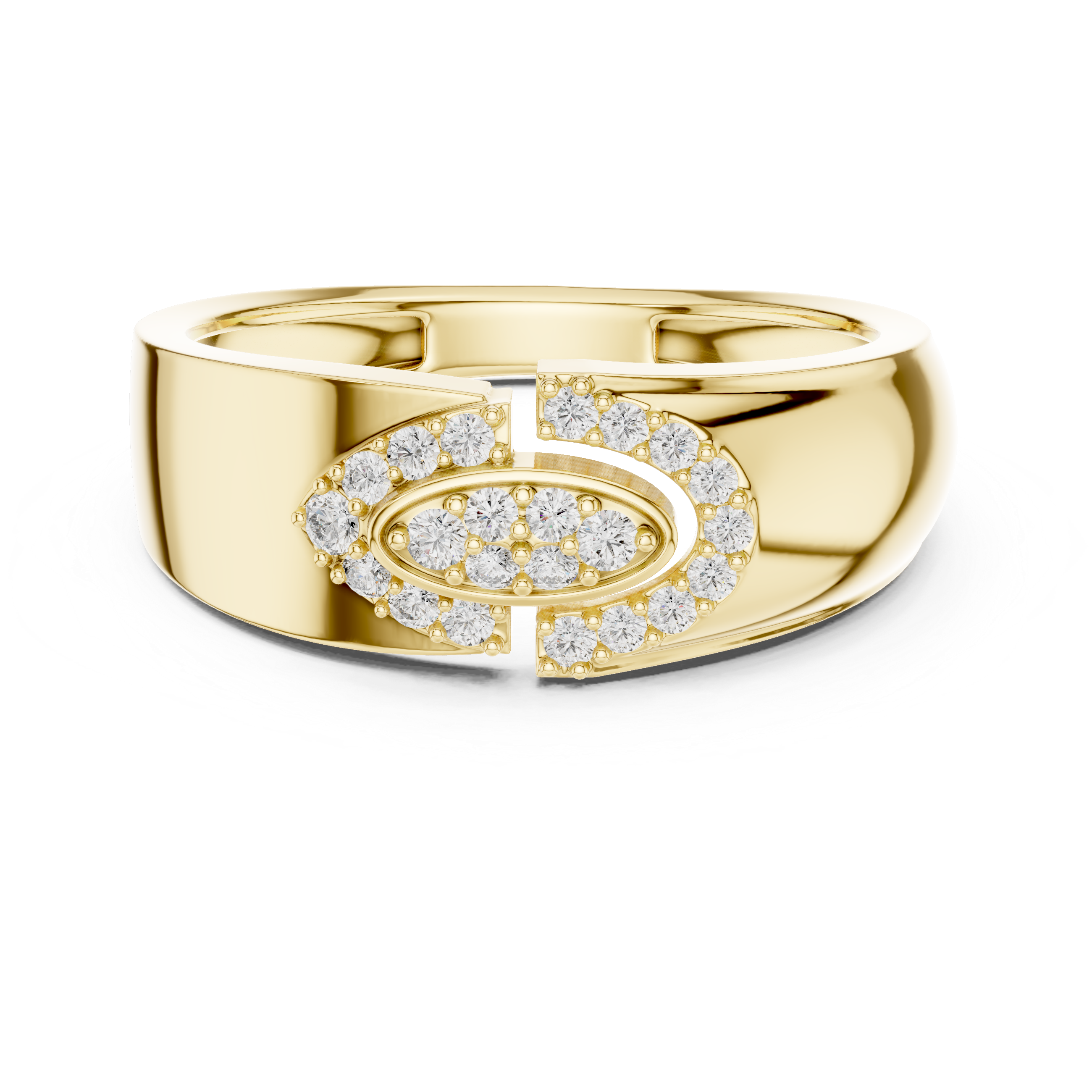 925 Silver Moissanite Abstract Interlocking Eclipse Mens Ring
