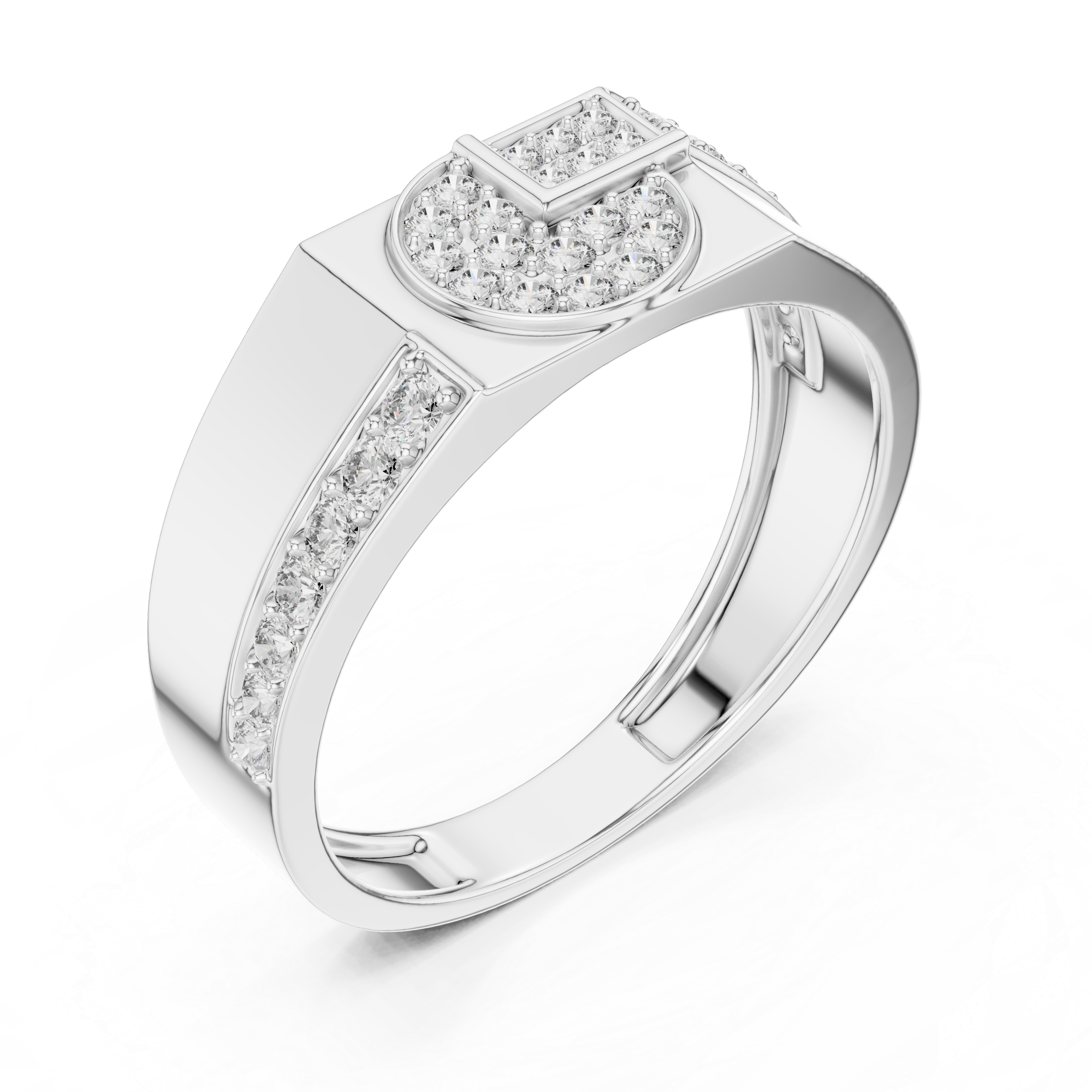 925 Silver Moissanite Geometric Interlocking 'G' Initial Mens Ring