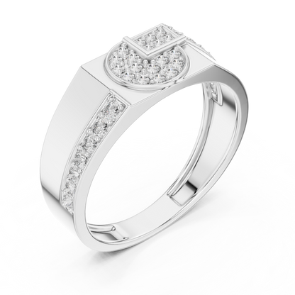 925 Silver Moissanite Geometric Interlocking 'G' Initial Mens Ring