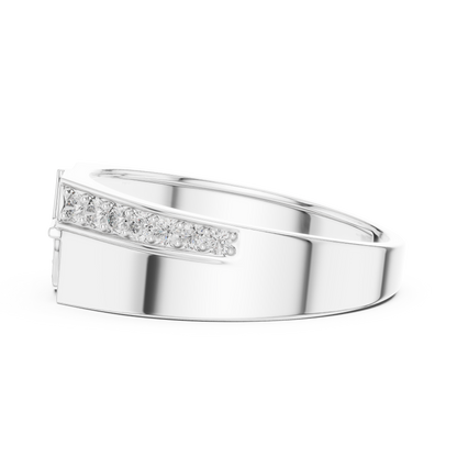 925 Silver Moissanite Geometric Interlocking 'G' Initial Mens Ring