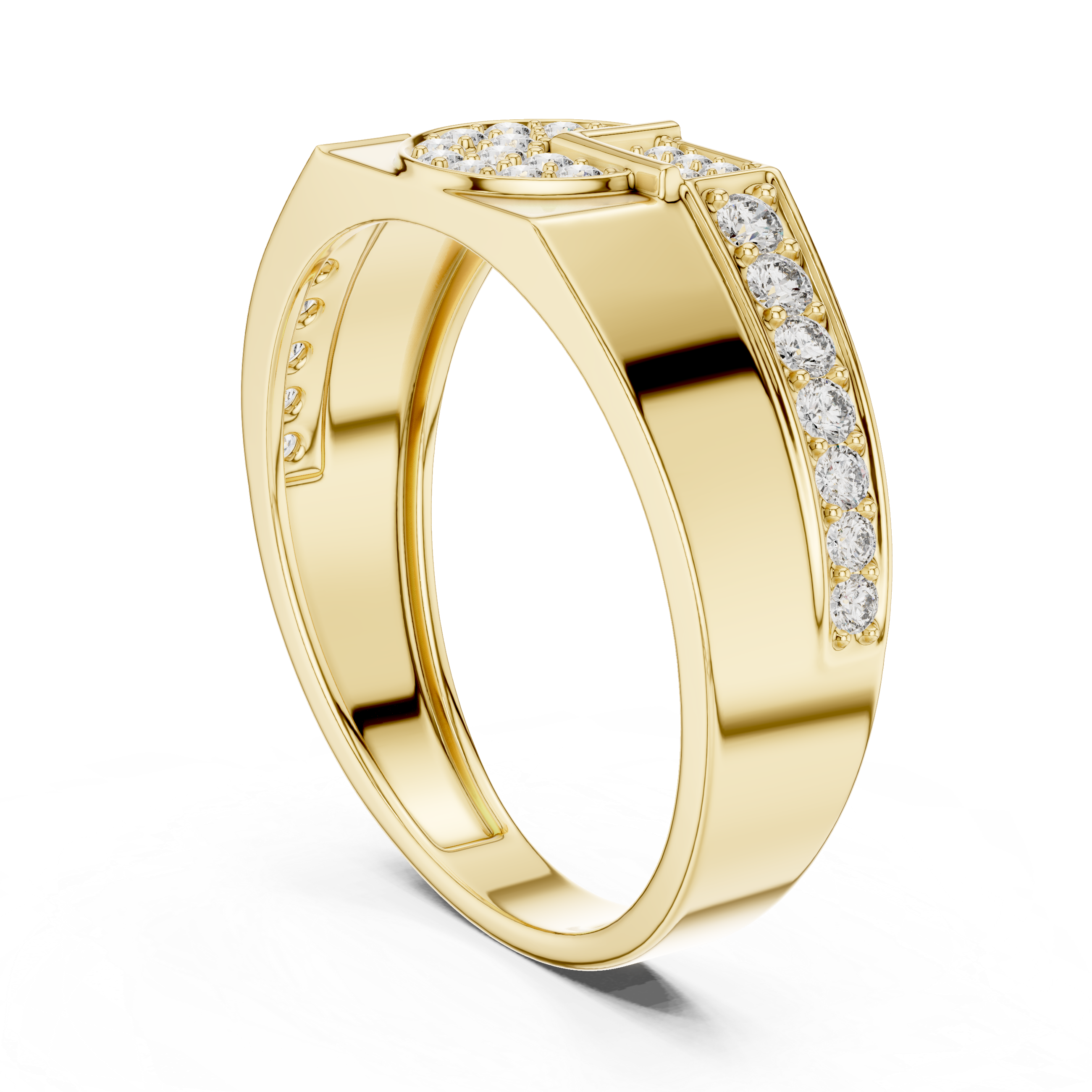 925 Silver Moissanite Geometric Interlocking 'G' Initial Mens Ring