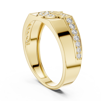 925 Silver Moissanite Geometric Interlocking 'G' Initial Mens Ring