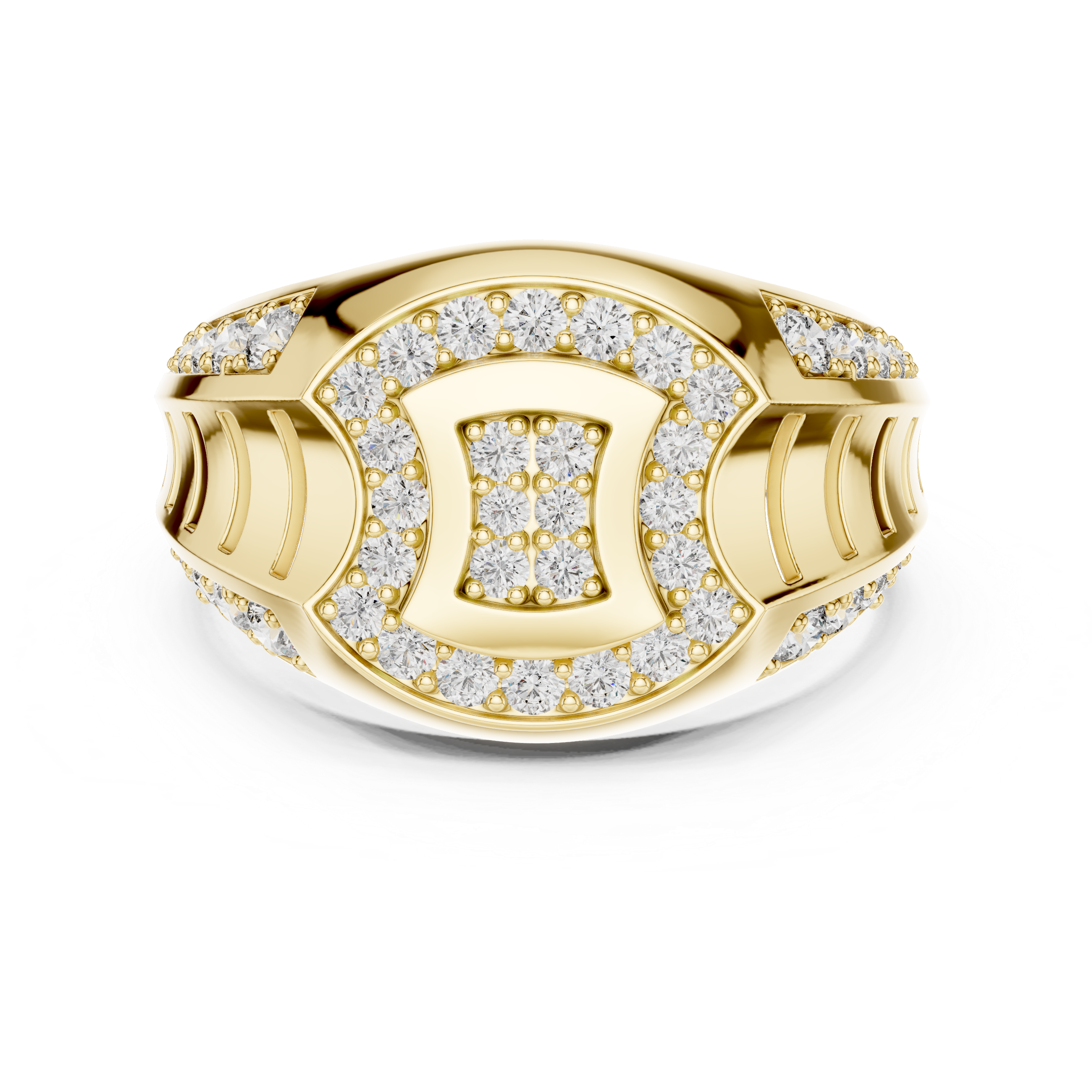 925 Silver Moissanite Art Deco Geometric Medallion Signet Ring