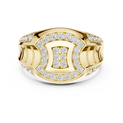 925 Silver Moissanite Art Deco Geometric Medallion Signet Ring